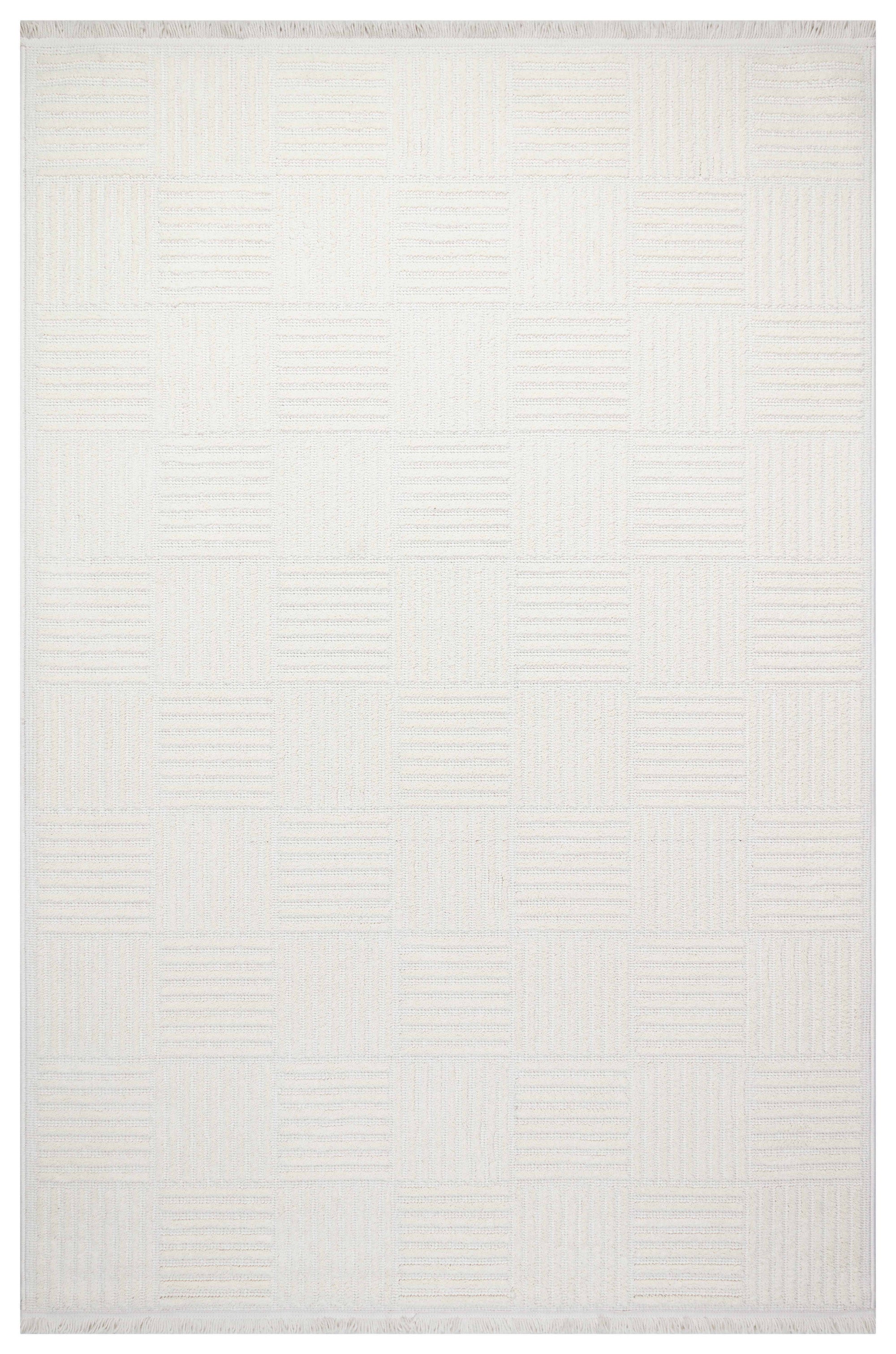 İCON T-LP01 KREM Modern Geometrik Desenli Salon Koridor Mutfak Halısı