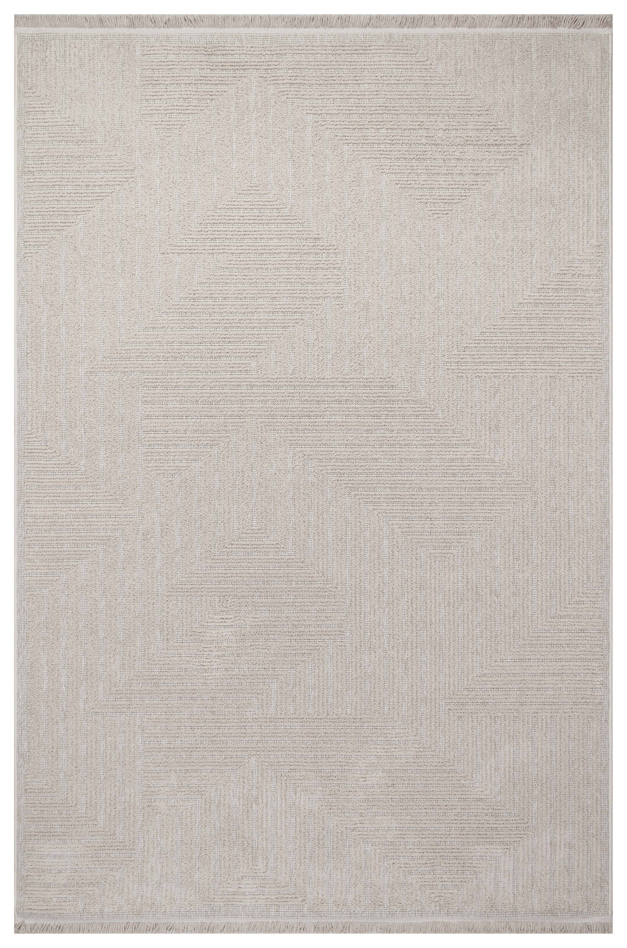 İCON T-LP06 BEJ Modern Geometrik Desenli Salon Koridor Mutfak Halısı