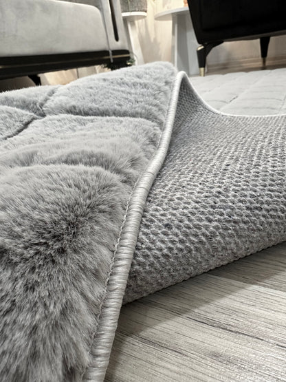 TAVŞAN SAMUR FÜME - KAYMAZ TABAN PUFFY SHAGGY YATAK ODASI HALISI