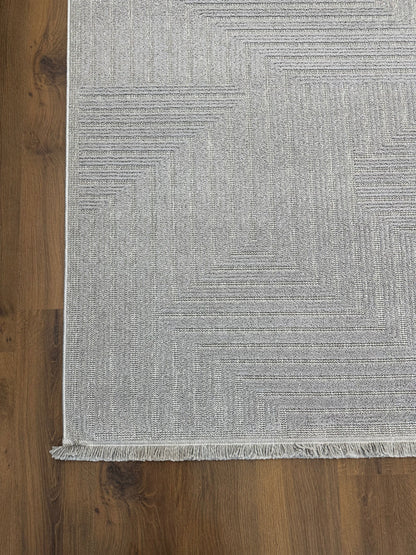 İCON T-LP05 GRİ Kabartmalı Modern Geometrik Desenli Salon Halısı