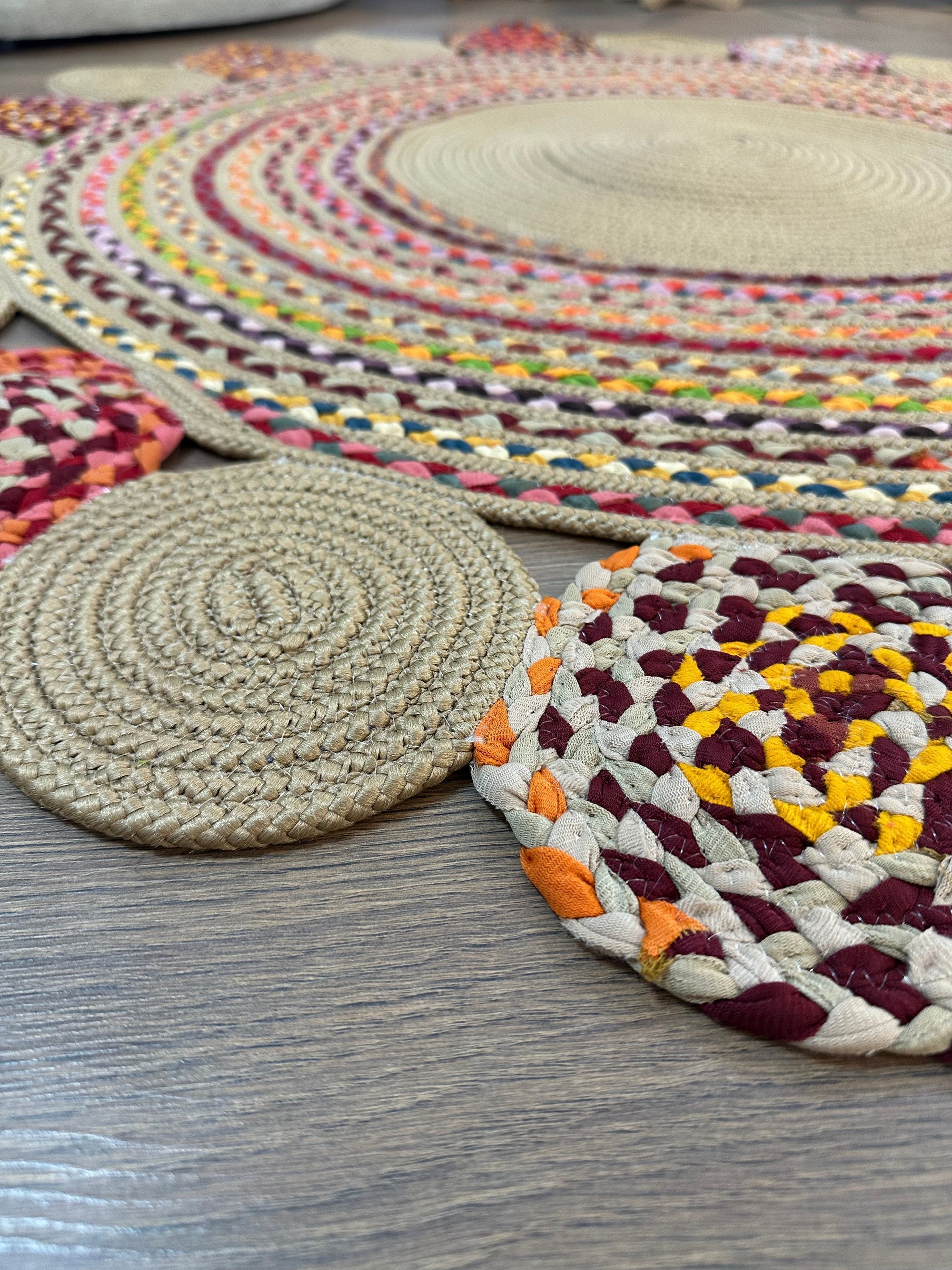 JÜT-RV416 Elde Dokuma Doğal Jüt Hasır Halı