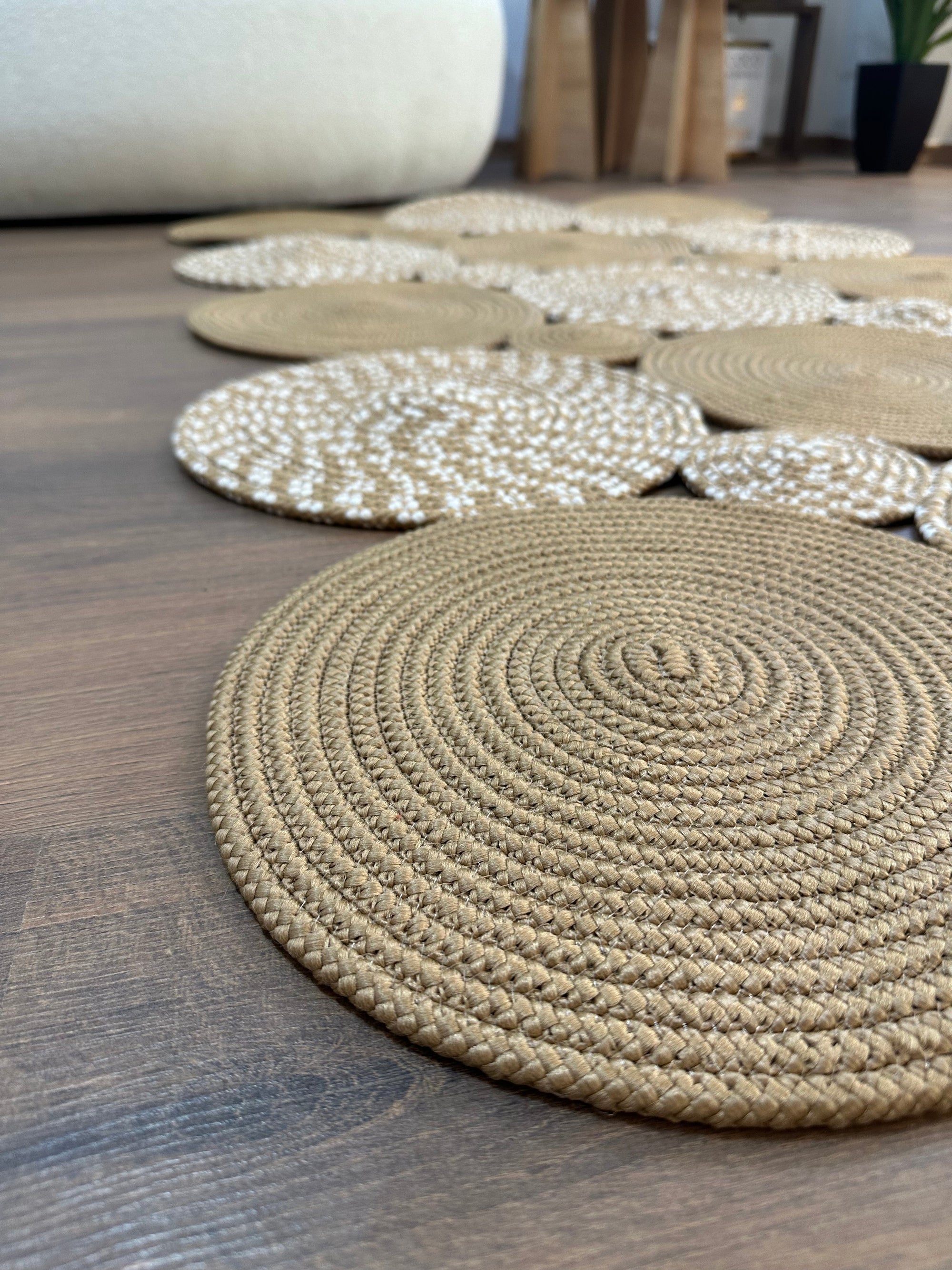 JÜT-KV310 Elde Dokuma Doğal Jüt Hasır Halı