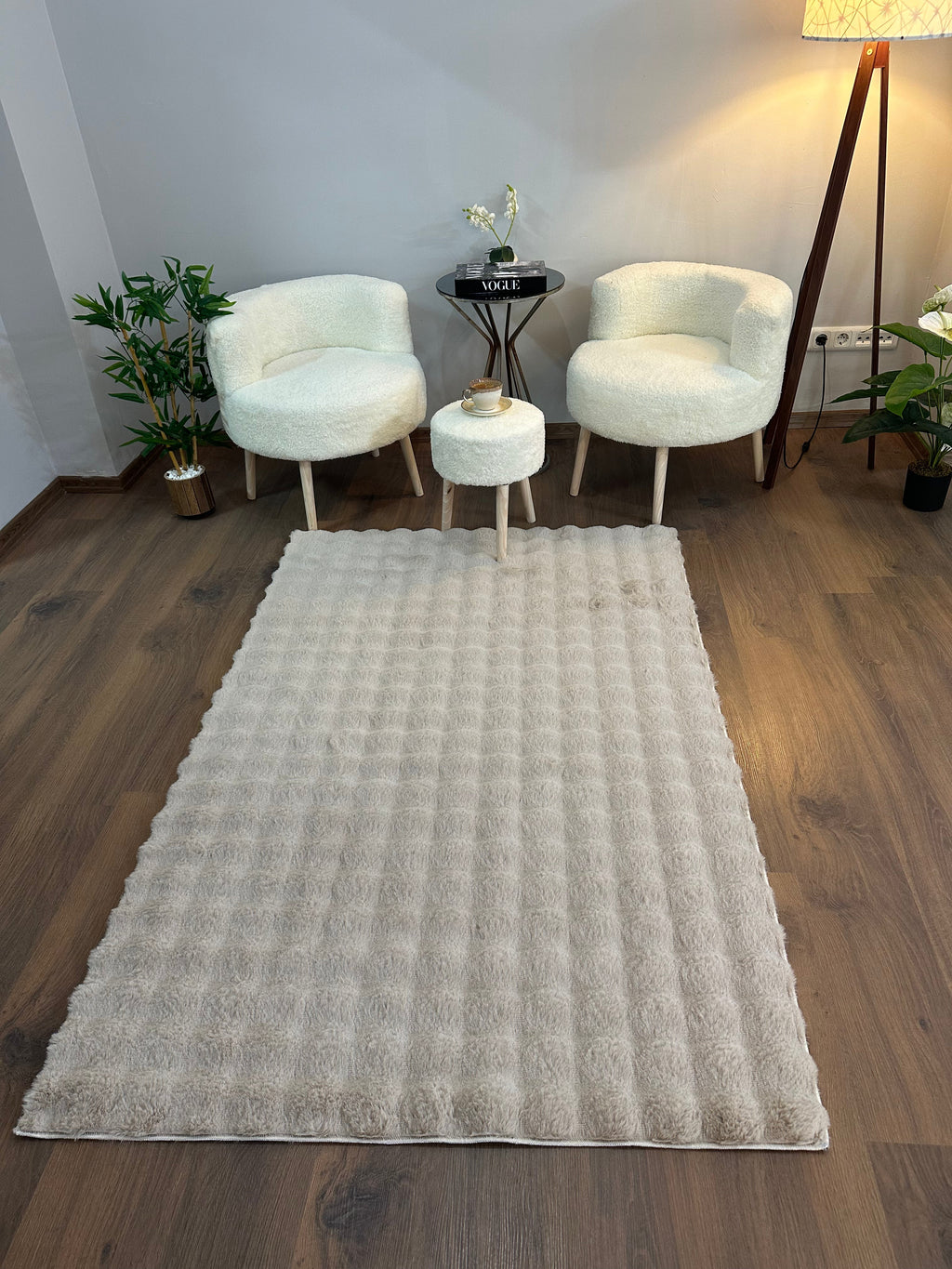 TAVŞAN BUBBLE VİZON - Kaymaz Taban Tavşan Shaggy Yatak Odası Oturma Odası Çocuk Odası Halısı