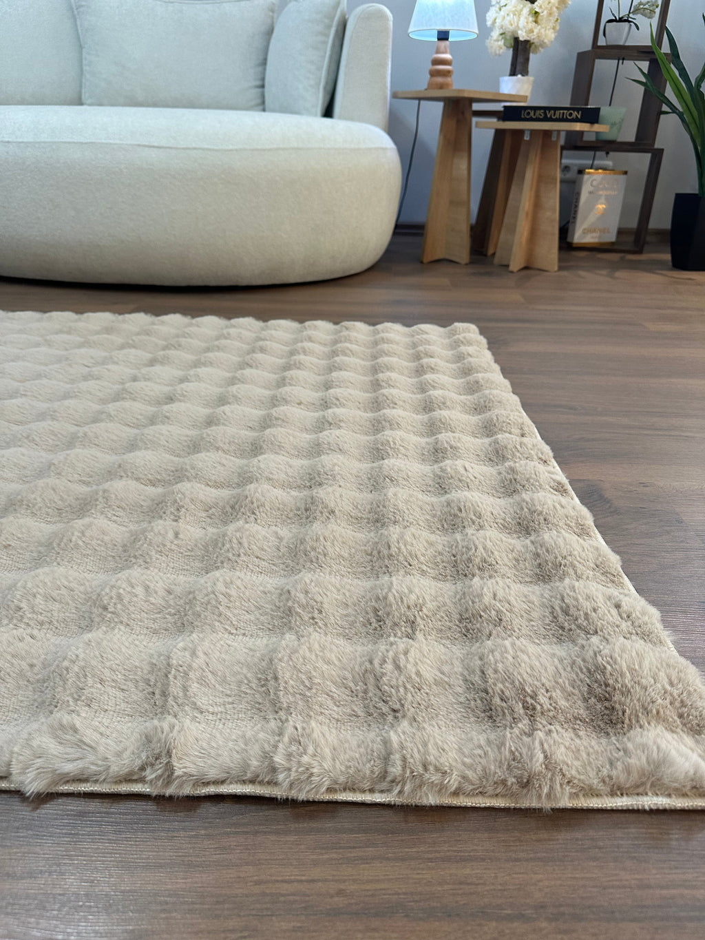 TAVŞAN BUBBLE VİZON - Kaymaz Taban Tavşan Shaggy Yatak Odası Oturma Odası Çocuk Odası Halısı