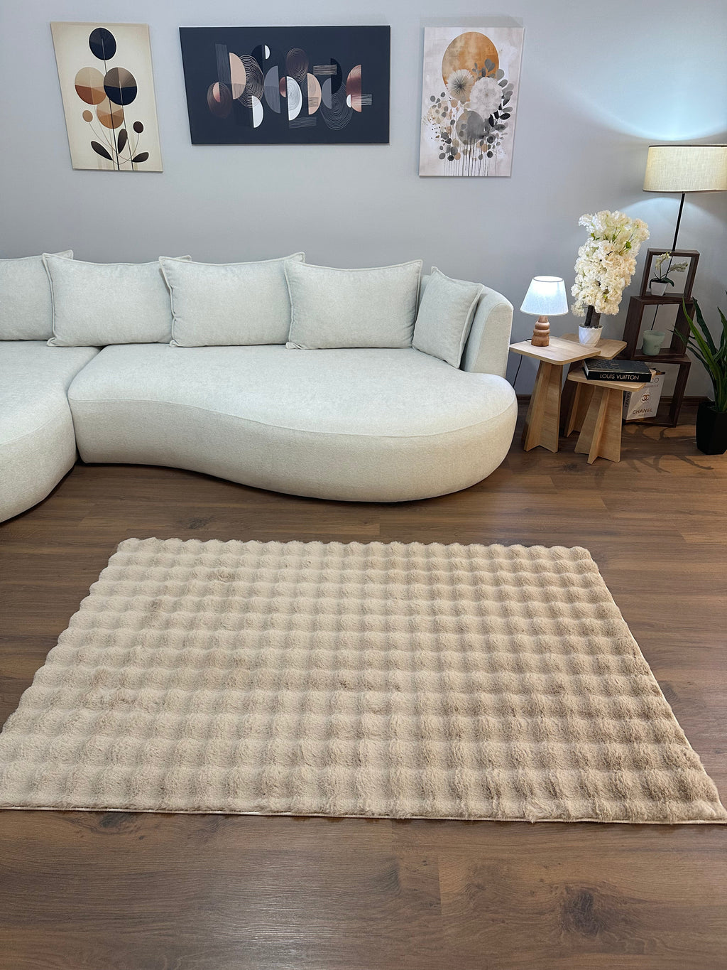 TAVŞAN BUBBLE VİZON - Kaymaz Taban Tavşan Shaggy Yatak Odası Oturma Odası Çocuk Odası Halısı