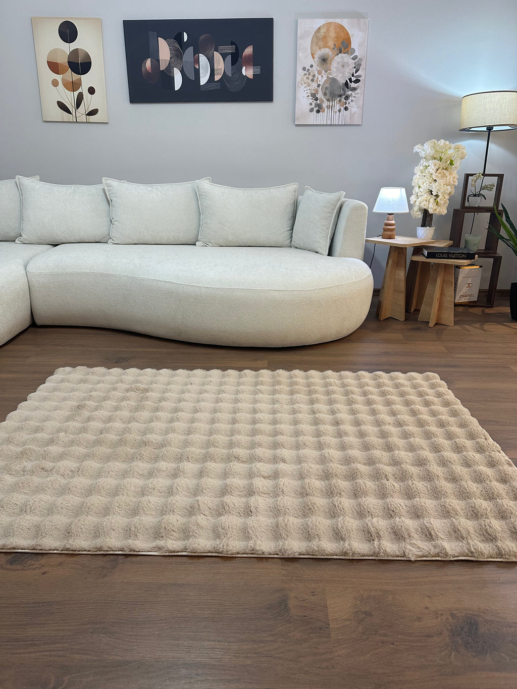 TAVŞAN BUBBLE VİZON - Kaymaz Taban Tavşan Shaggy Yatak Odası Oturma Odası Çocuk Odası Halısı