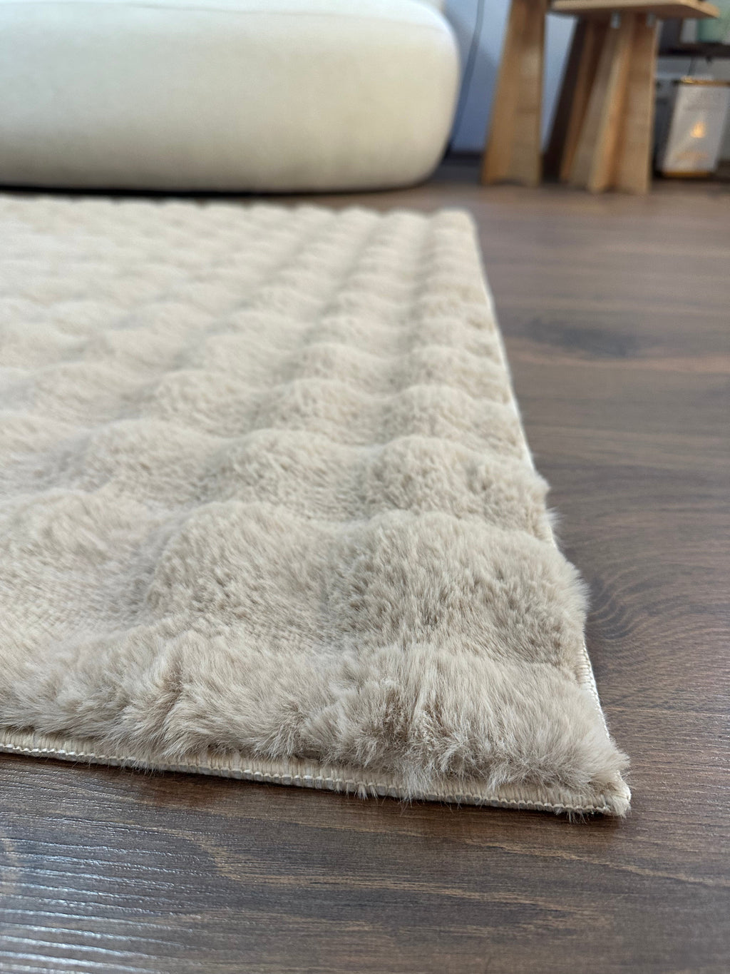 TAVŞAN BUBBLE VİZON - Kaymaz Taban Tavşan Shaggy Yatak Odası Oturma Odası Çocuk Odası Halısı