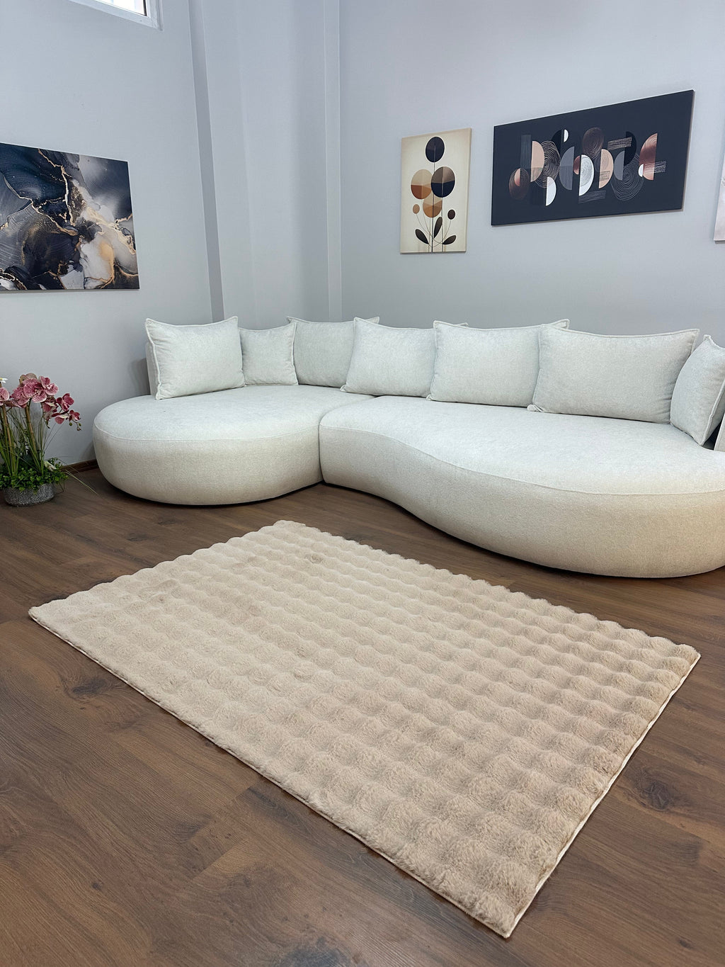 TAVŞAN BUBBLE VİZON - Kaymaz Taban Tavşan Shaggy Yatak Odası Oturma Odası Çocuk Odası Halısı