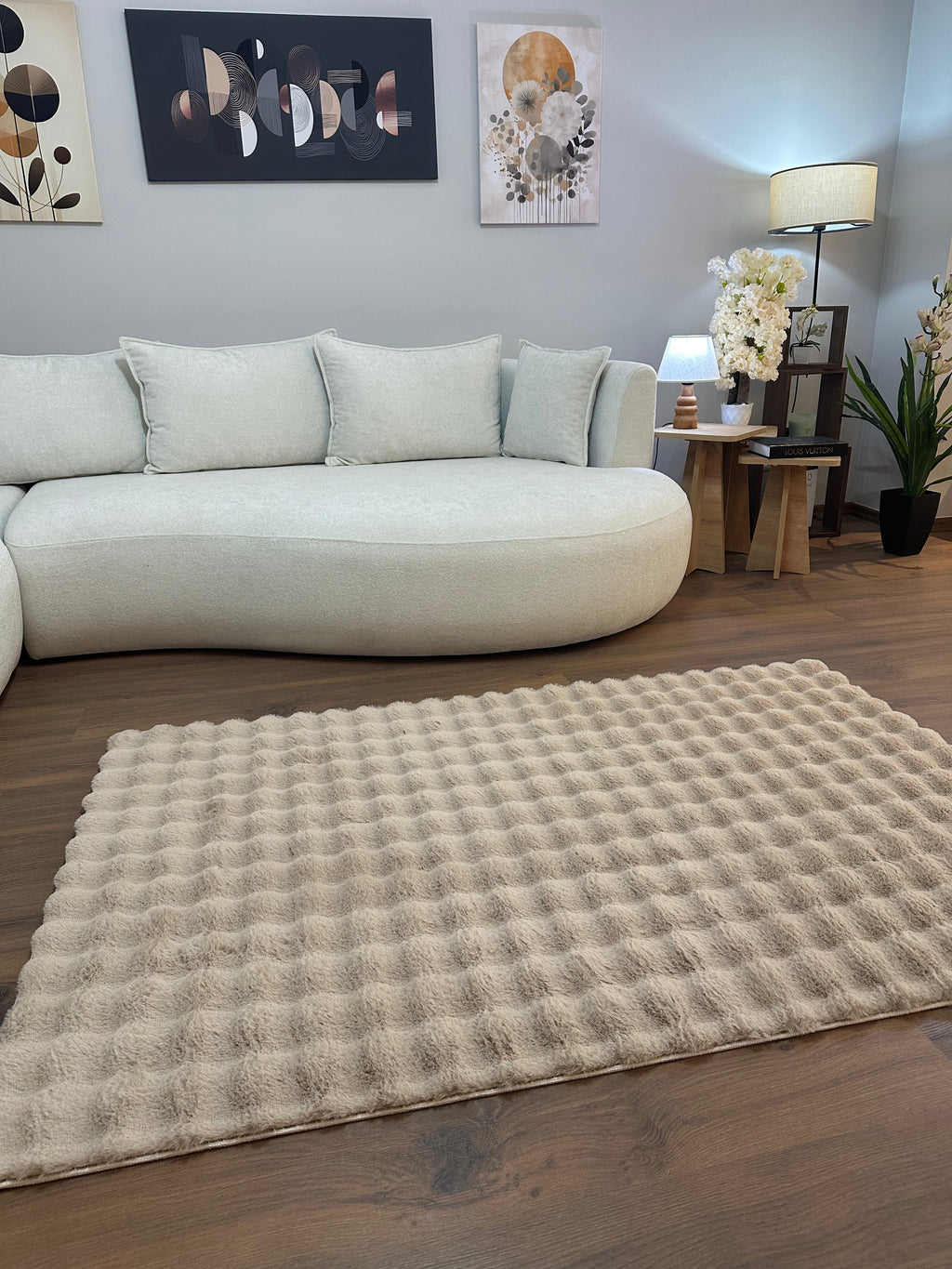 TAVŞAN BUBBLE VİZON - Kaymaz Taban Tavşan Shaggy Yatak Odası Oturma Odası Çocuk Odası Halısı