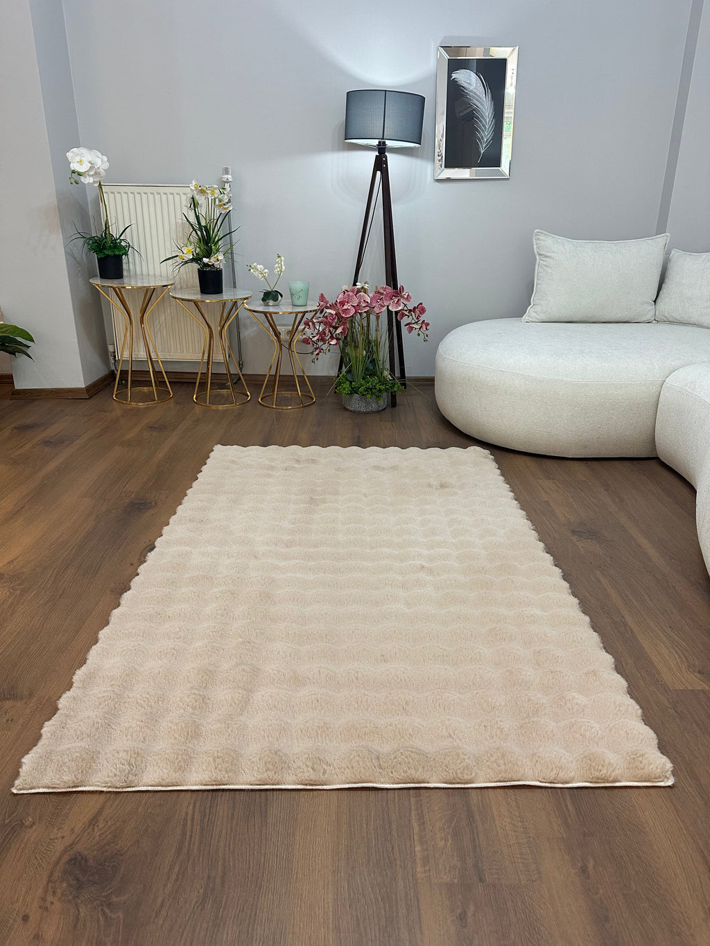 TAVŞAN BUBBLE VİZON - Kaymaz Taban Tavşan Shaggy Yatak Odası Oturma Odası Çocuk Odası Halısı