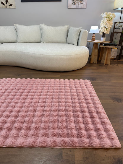 TAVŞAN BUBBLE - PUDRA KAYMAZ TABAN PUFFY SHAGGY YATAK ODASI HALISI