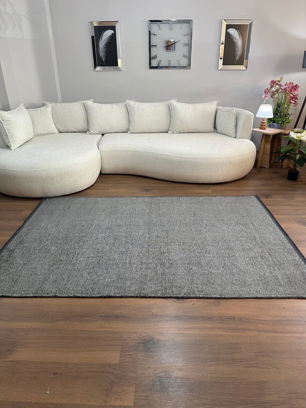 ŞÖNİL SUDE-ANTRASİT Makinede Yıkanabilir Modern Sade Desenli Salon Koridor Mutfak Şönil Dokuma Halı