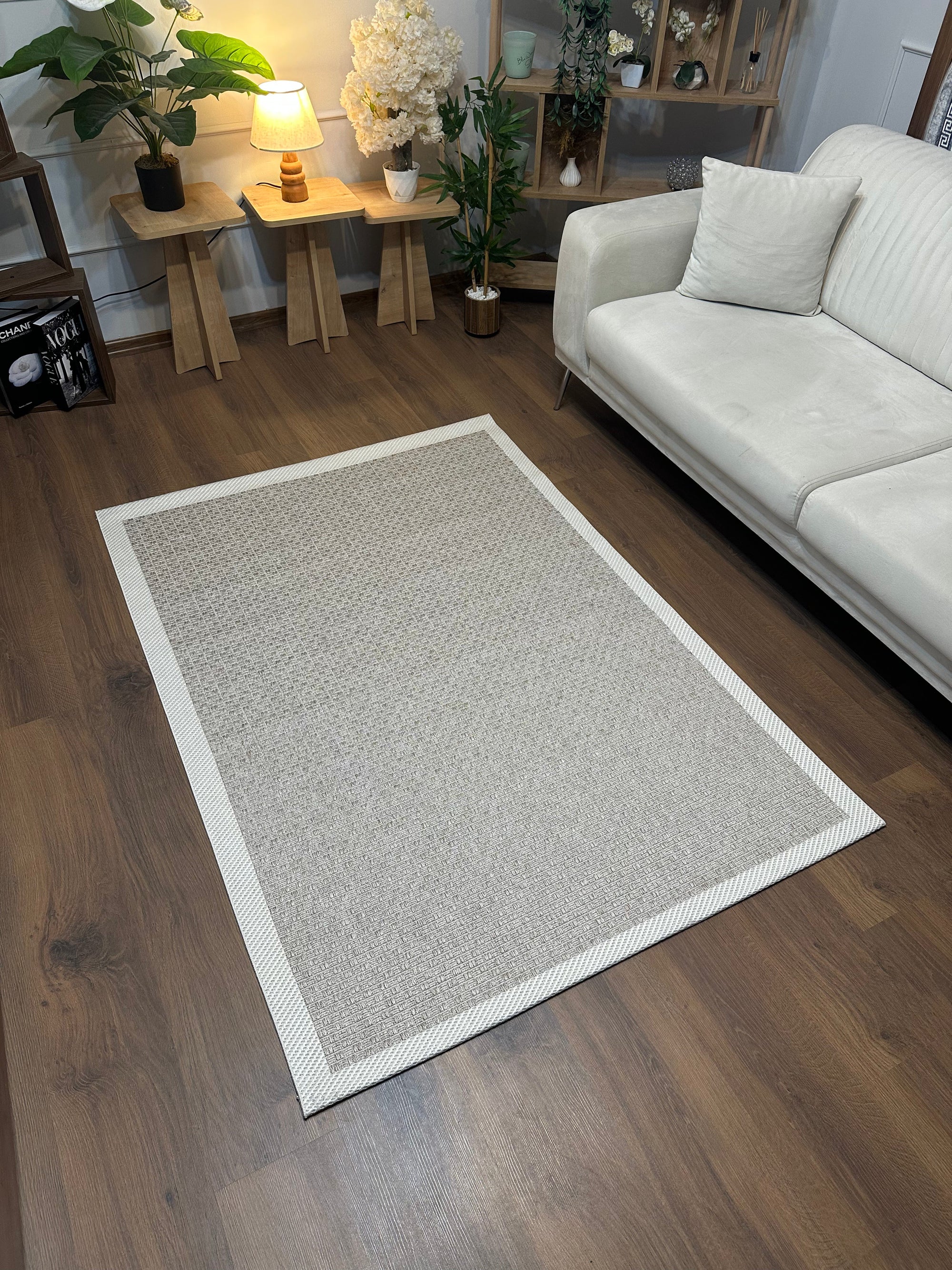 SİSAL-C01611 BEJ Jüt Hasır Dokulu Doğal Salon Mutfak Koridor Balkon Halısı