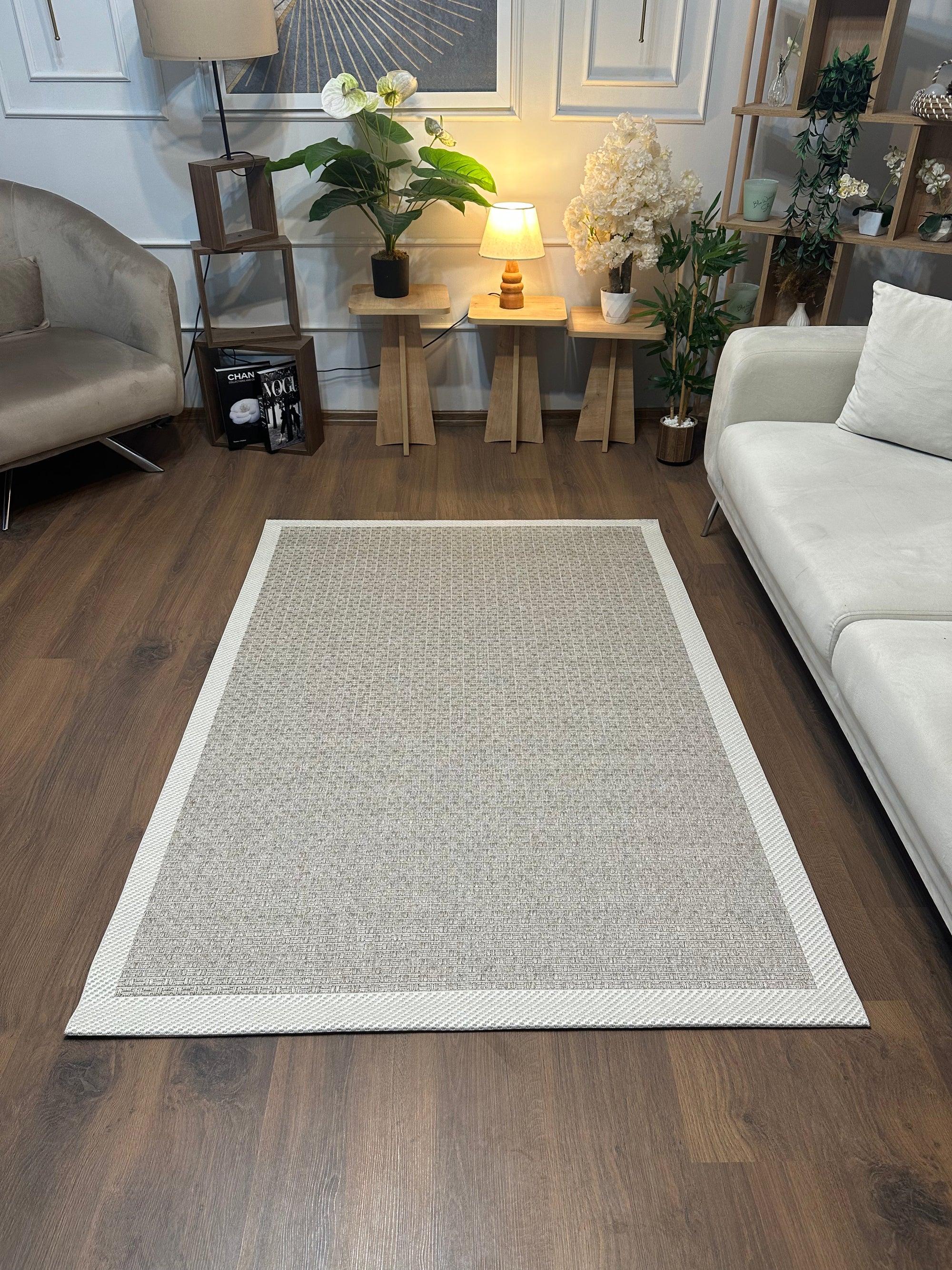 SİSAL-C01611 BEJ Jüt Hasır Dokulu Doğal Salon Mutfak Koridor Balkon Halısı