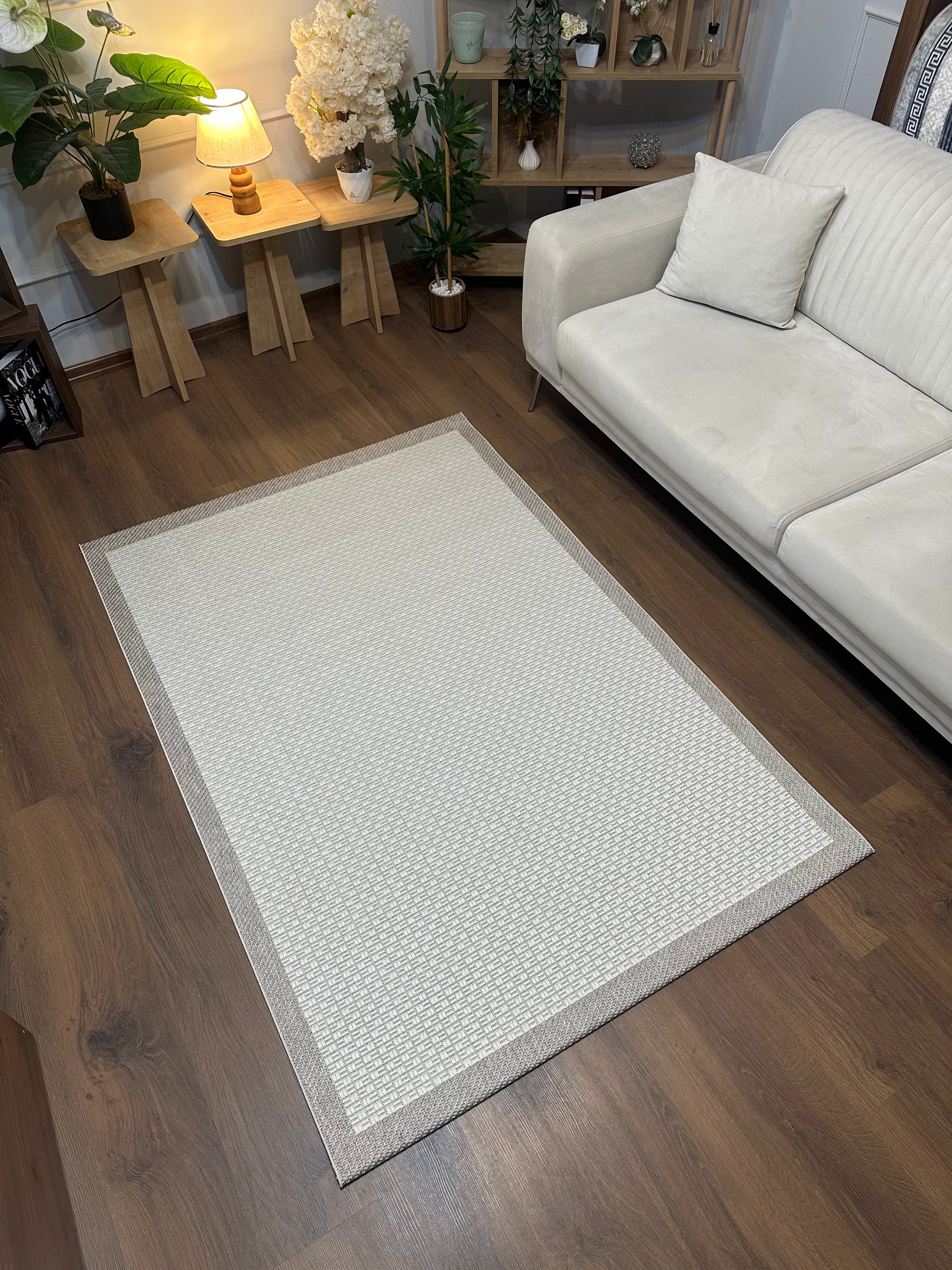 SİSAL-C01611 KREM Jüt Hasır Dokulu Doğal Salon Mutfak Koridor Balkon Halısı