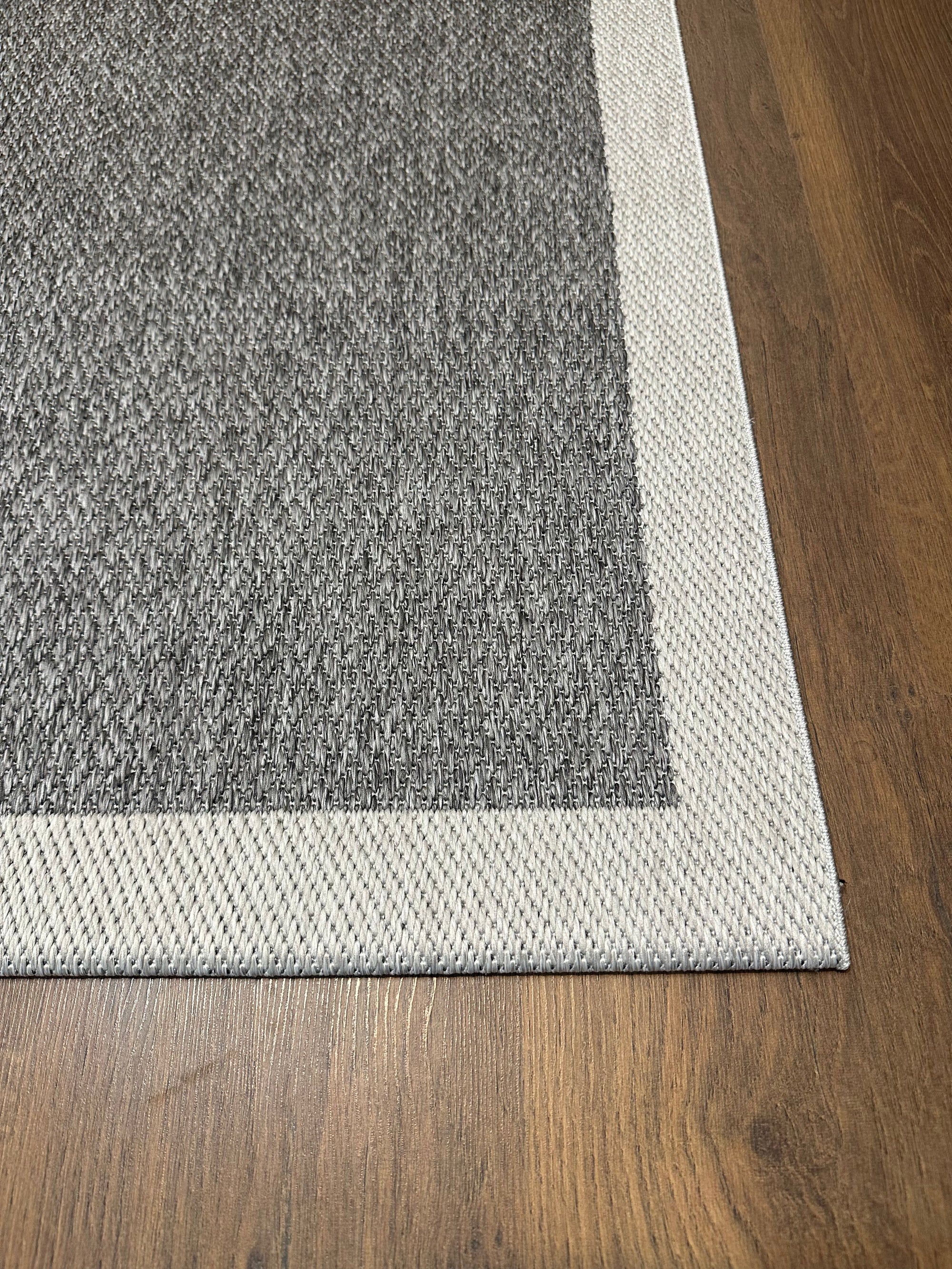 SİSAL-C01619 ANTRASİT Jüt Hasır Dokulu Doğal Salon Mutfak Koridor Balkon Halısı