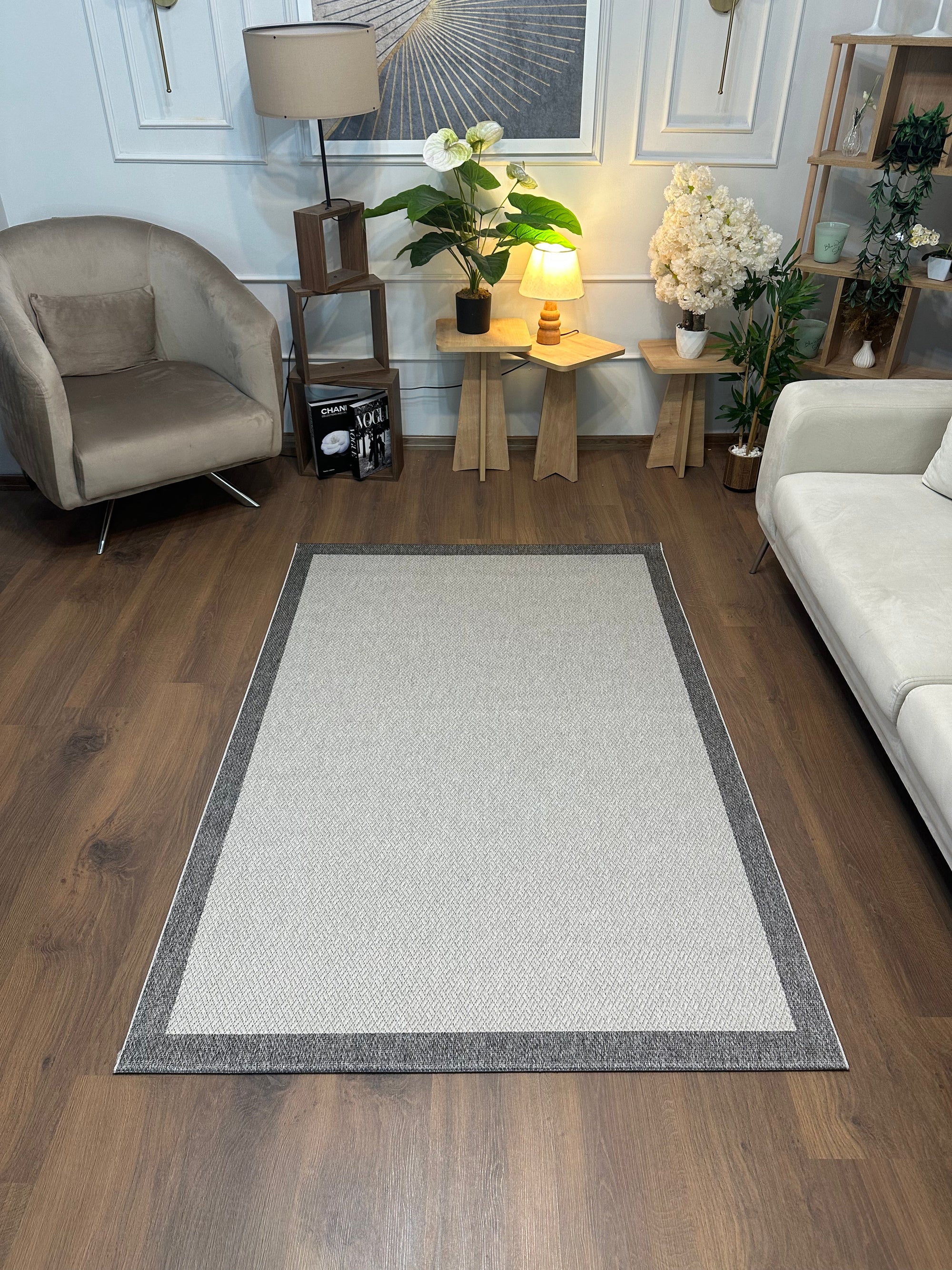 SİSAL-C01619 GRİ Jüt Hasır Dokulu Doğal Salon Mutfak Koridor Balkon Halısı