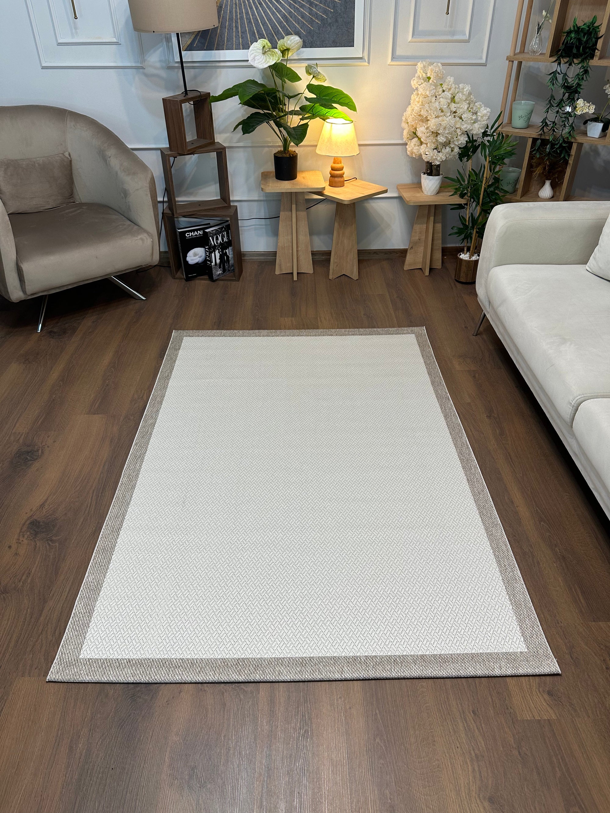 SİSAL-C01619 KREM Jüt Hasır Dokulu Doğal Salon Mutfak Koridor Balkon Halısı