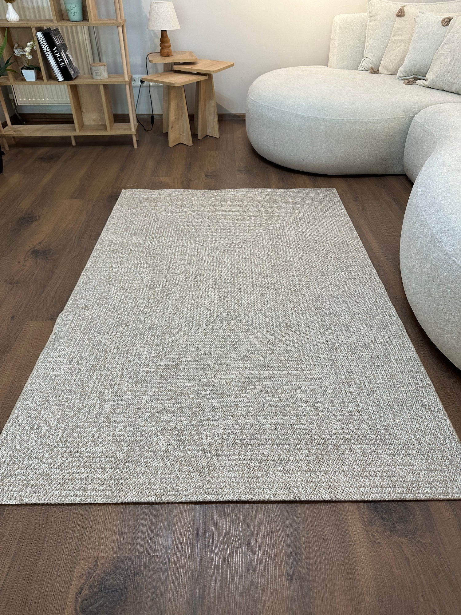 SİSAL-20 BEJ Kaymaz Taban Jüt Hasır Dokulu Doğal Salon Halısı