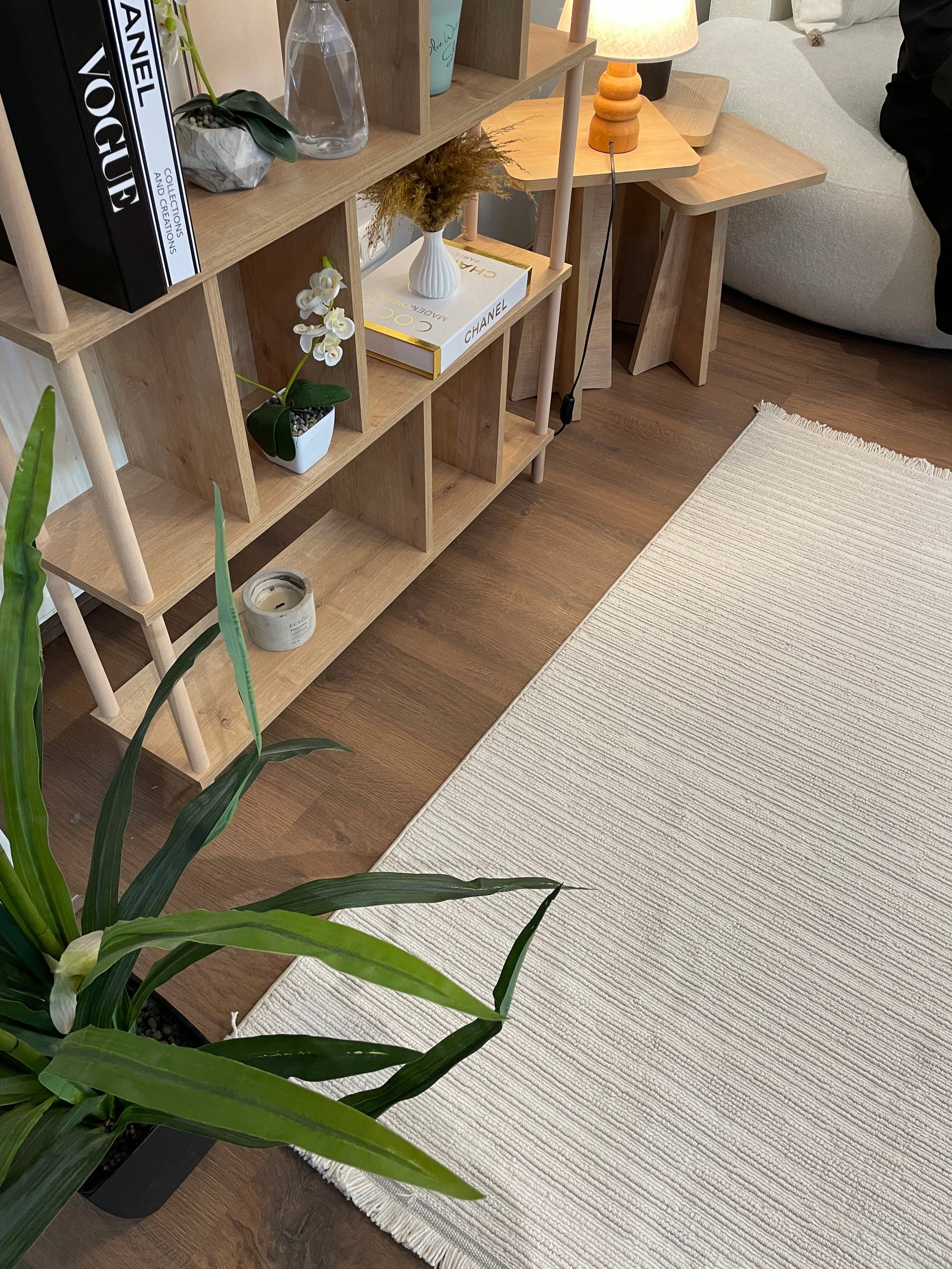 PALERMO C1-BEJ Sık Dokuma Modern Geometrik Desenli Salon Koridor Mutfak Halısı