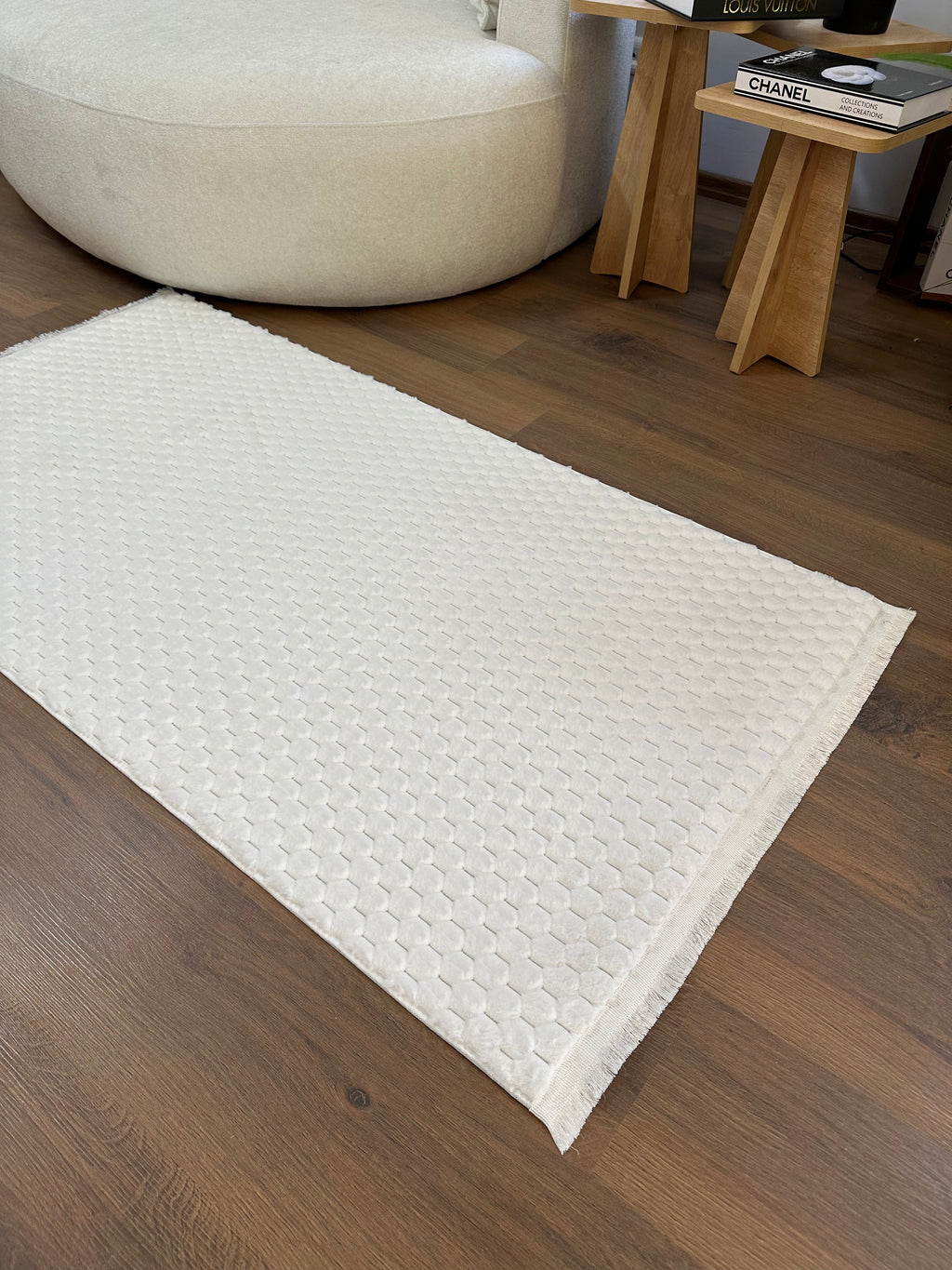 TAVŞAN PETEK BEYAZ - Kaymaz Taban Tavşan Shaggy Yatak Odası Oturma Odası Çocuk Odası Halısı