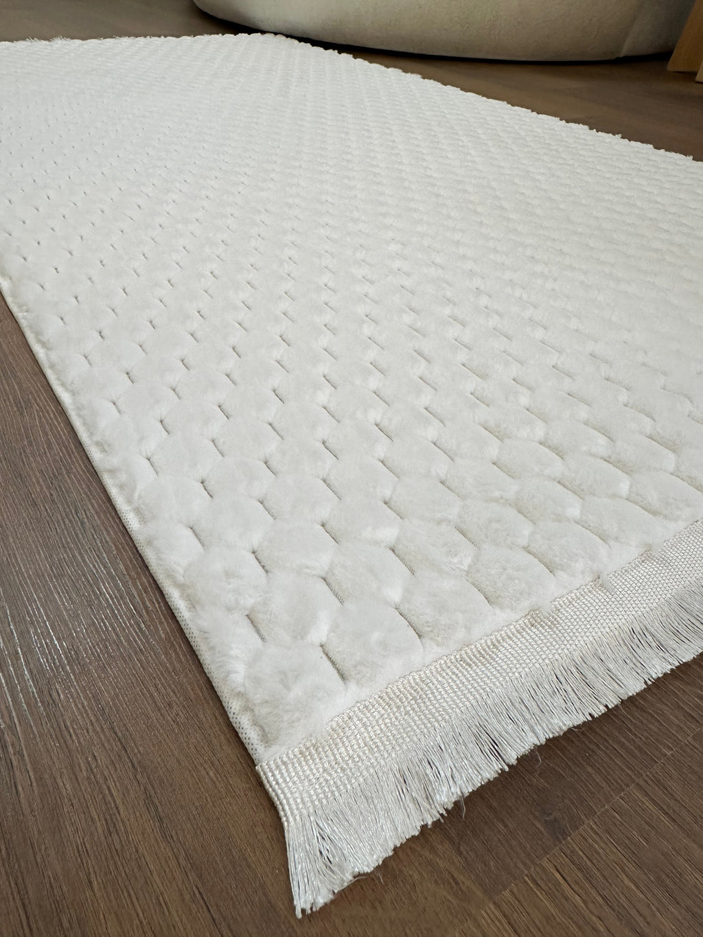 TAVŞAN PETEK BEYAZ - Kaymaz Taban Tavşan Shaggy Yatak Odası Oturma Odası Çocuk Odası Halısı