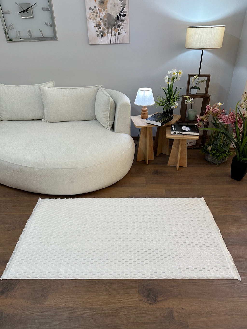 TAVŞAN PETEK BEYAZ - Kaymaz Taban Tavşan Shaggy Yatak Odası Oturma Odası Çocuk Odası Halısı