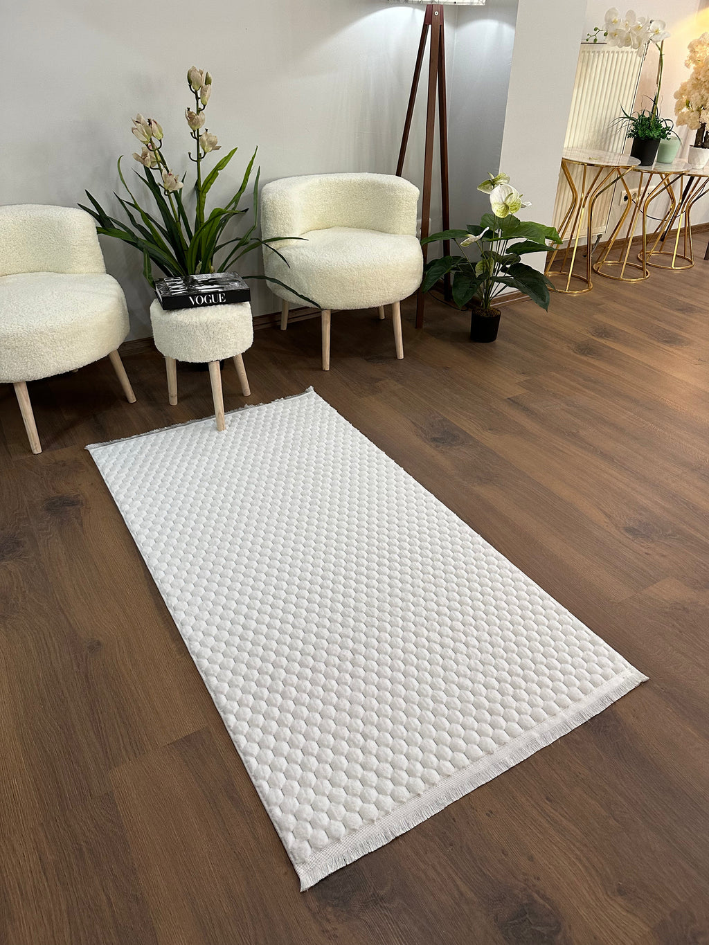 TAVŞAN PETEK BEYAZ - Kaymaz Taban Tavşan Shaggy Yatak Odası Oturma Odası Çocuk Odası Halısı