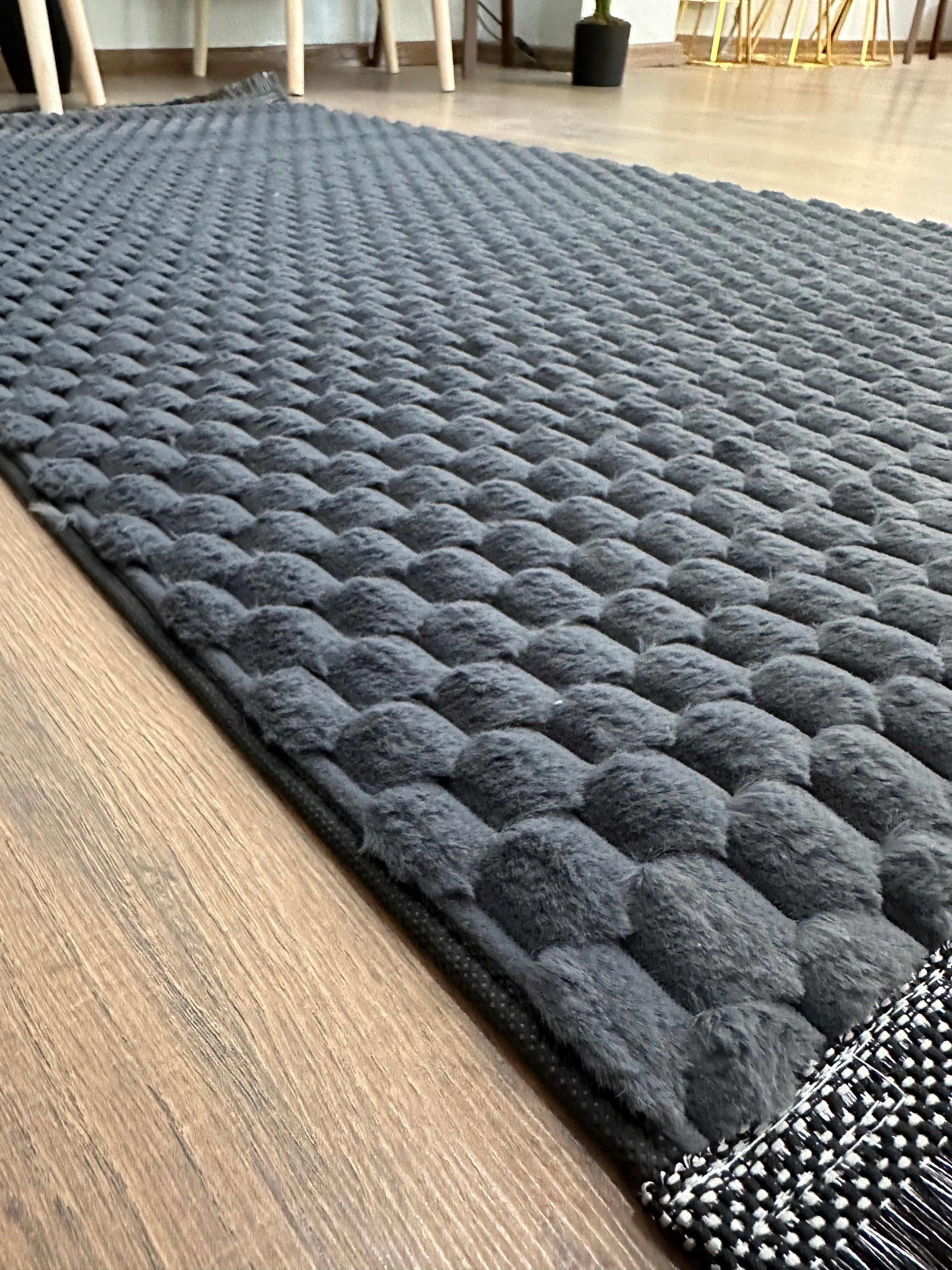 TAVŞAN PETEK ANTRASİT - Kaymaz Taban Tavşan Shaggy Yatak Odası Oturma Odası Çocuk Odası Halısı