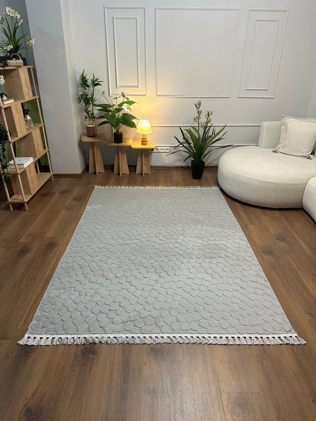 TAVŞAN TAŞ DESEN GRİ - Tavşan Shaggy Pamuk Dokuma Taban Yatak Odası Oturma Odası Çocuk Odası Halısı