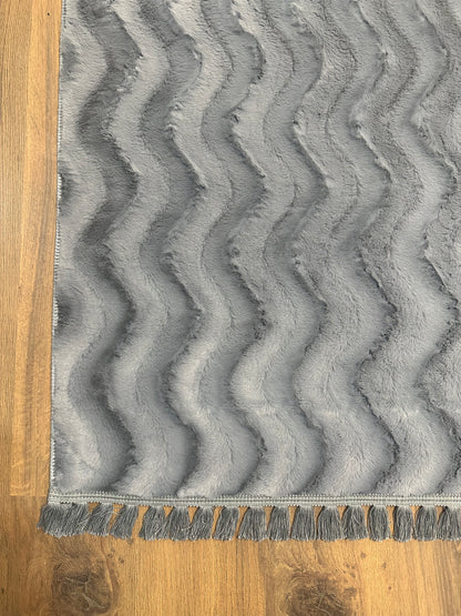 TAVŞAN WAVY - ANTRASİT KAYMAZ TABAN PUFFY SHAGGY YATAK ODASI HALISI
