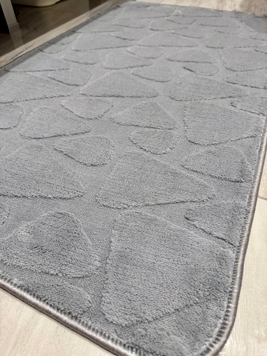 GRİ - Yıkanabilir Kaymaz Taban 60x100 50x60 2'li Banyo Paspas ve Klozet Takımı