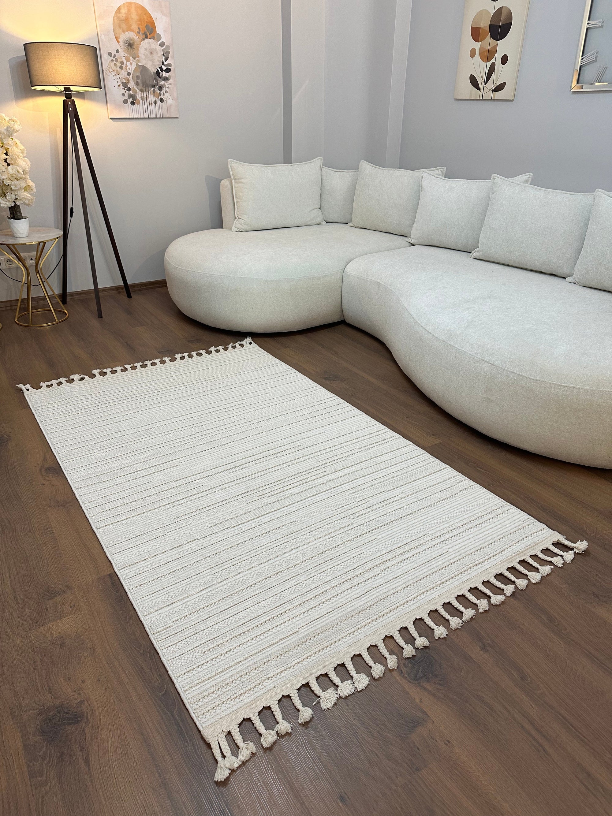 PALMAS-5021T - KREM Yumuşak Bukle (Loop) Dokuma Salon Mutfak Koridor Halısı