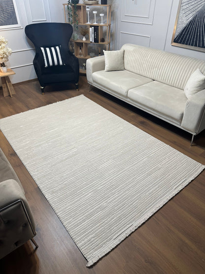PALERMO C1-BEJ Kabartmalı Modern Desenli Salon Halısı