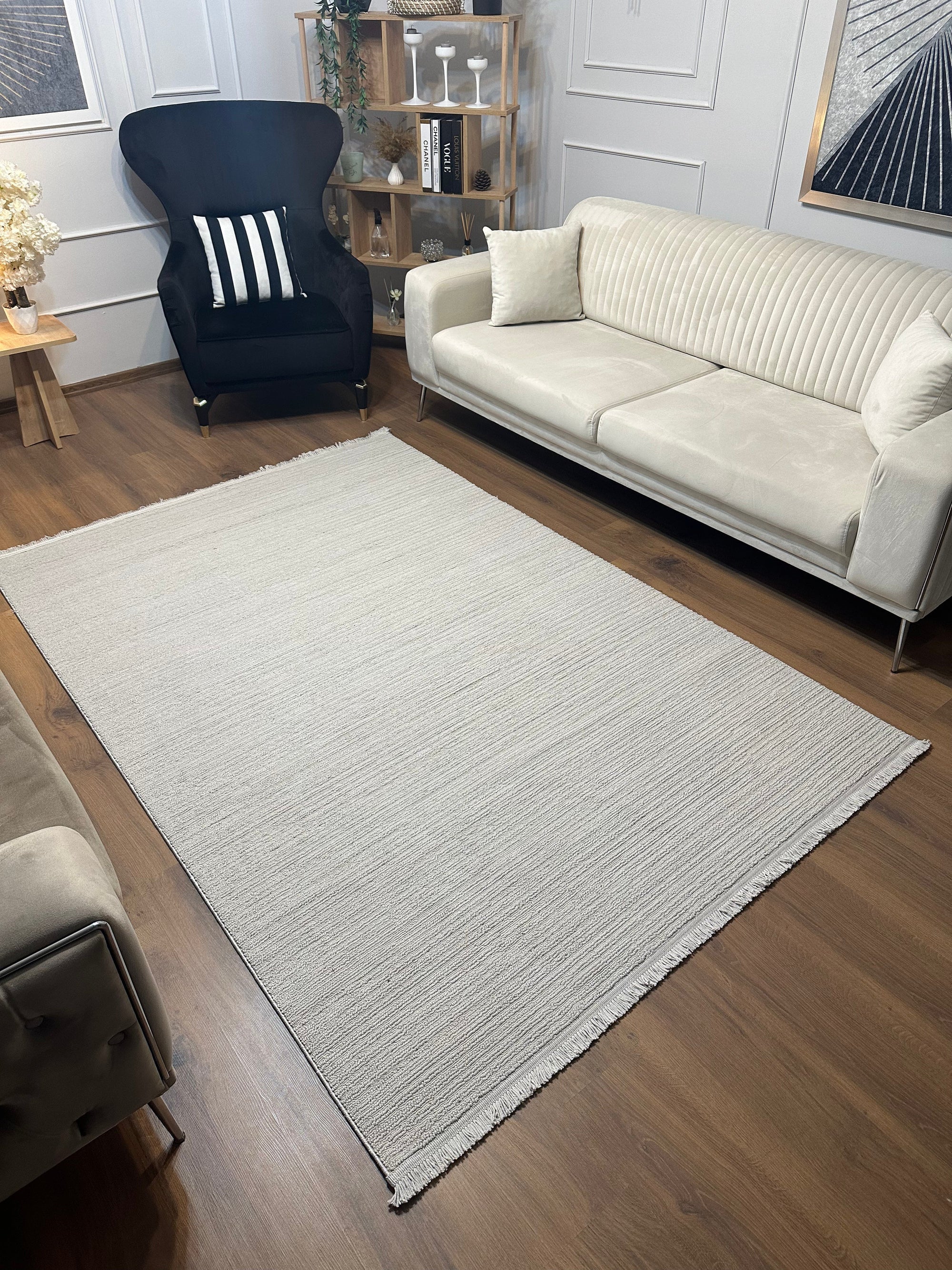PALERMO C2-GRİ Sık Dokuma Modern Geometrik Desenli Salon Koridor Mutfak Halısı