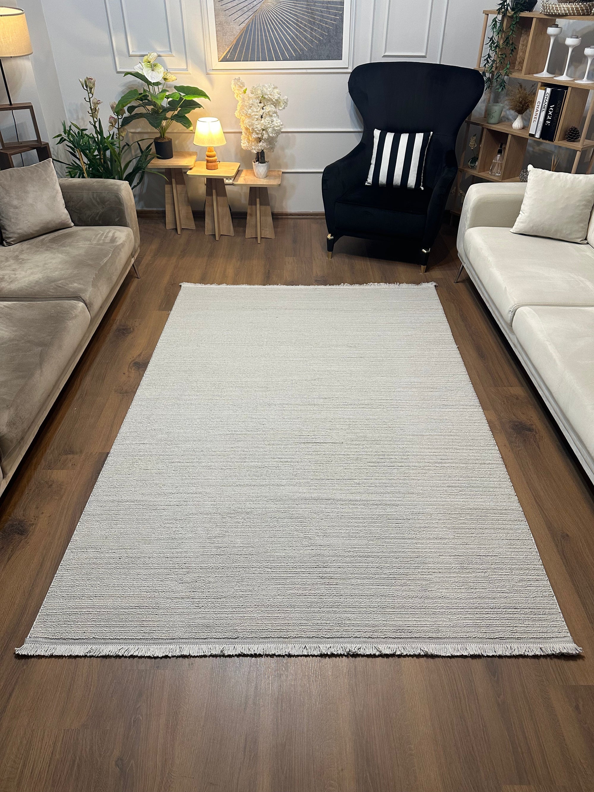 PALERMO C2-GRİ Sık Dokuma Modern Geometrik Desenli Salon Koridor Mutfak Halısı