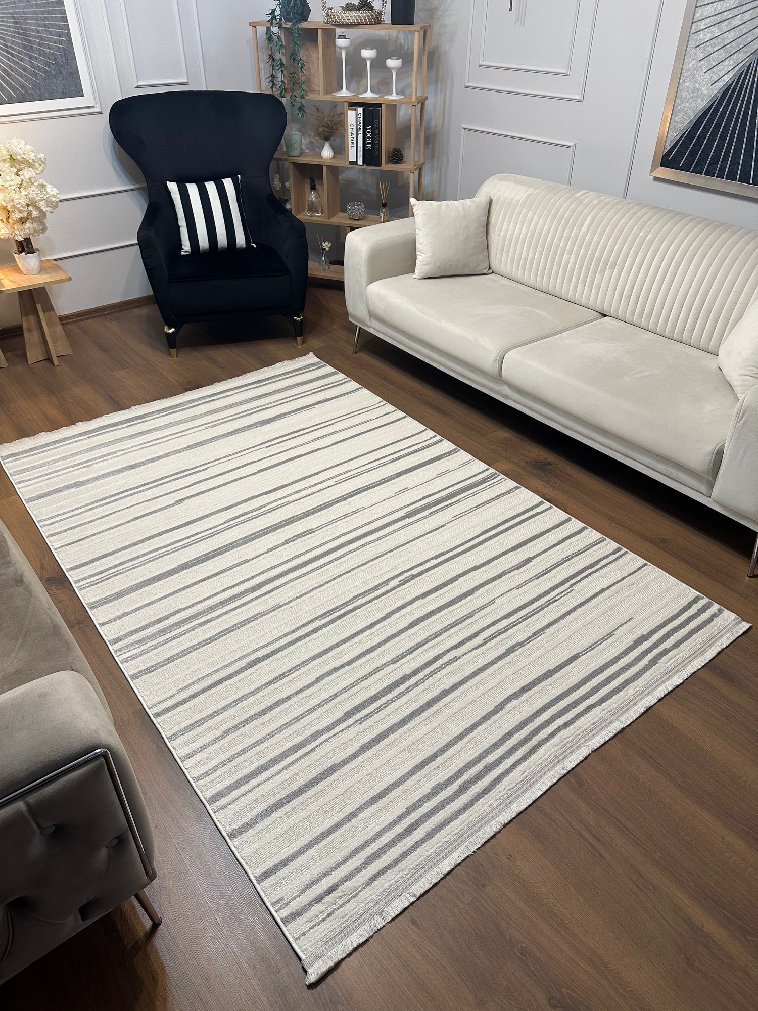 İCON A-5303 GRİ Kabartmalı Modern İskandinav Desenli Salon Halısı
