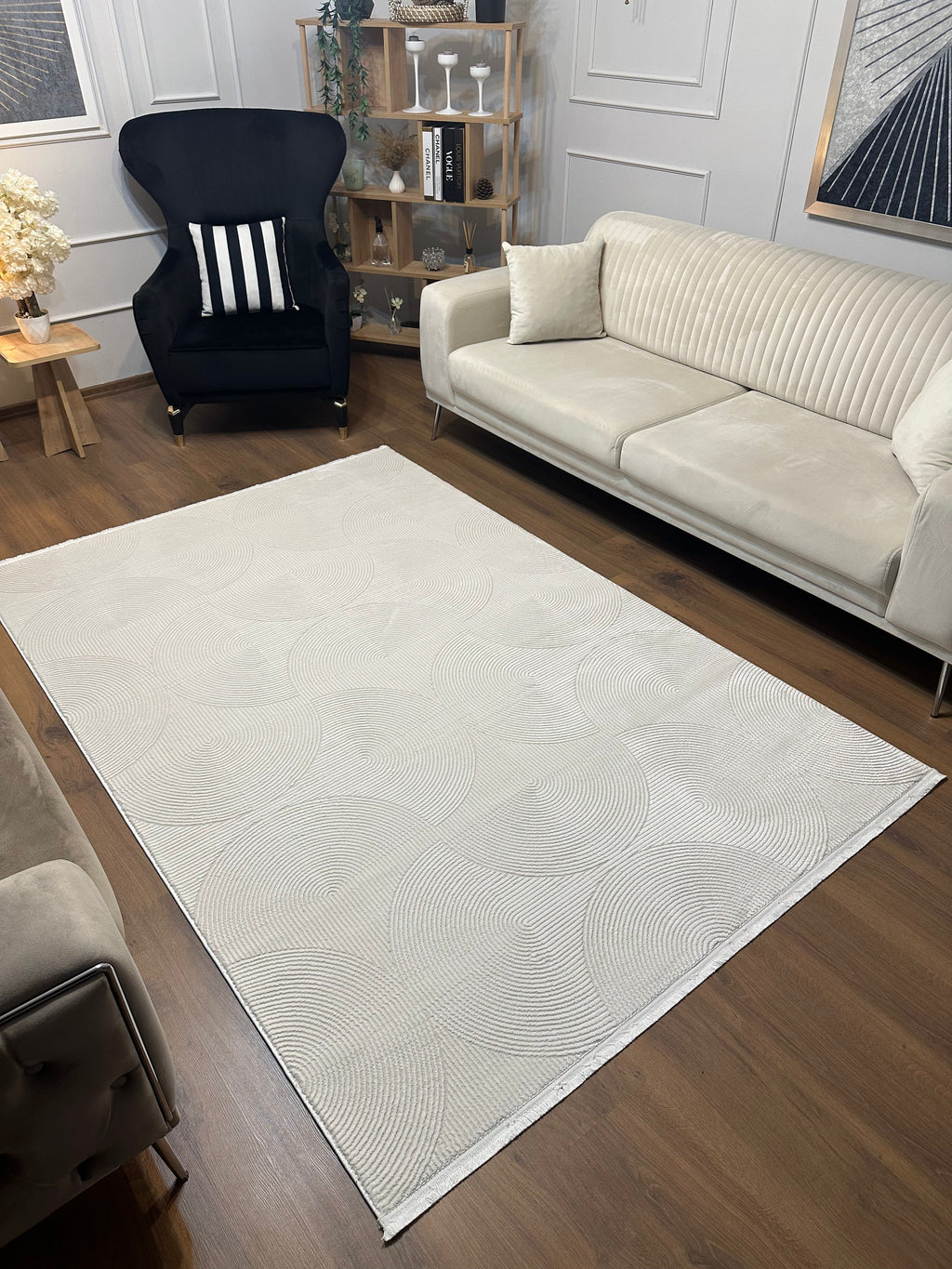 GENOA A-F1014 KREM Yumuşak Sık Dokuma Modern Salon Koridor Halısı