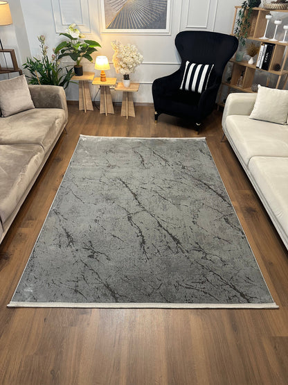 LOTUS C30-GRİ Kaymaz Taban Sentetik Bambu Parlak Saten Salon Halısı-004