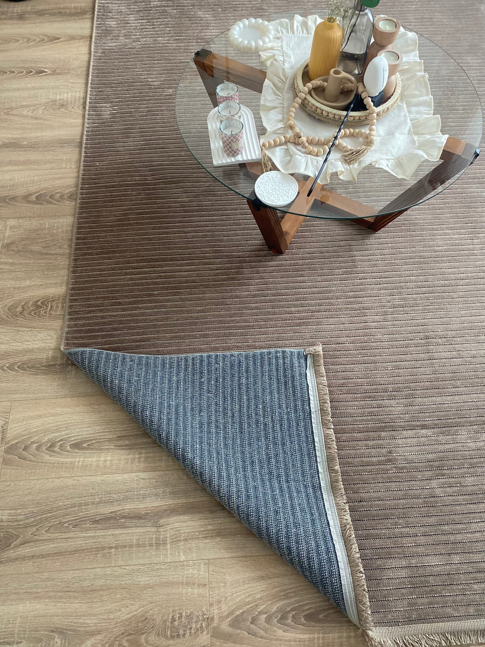 ŞÖNİL LİDYA - VİZON Makinede Yıkanabilir İskandinav Desenli Salon Koridor Mutfak Şönil Dokuma Halı