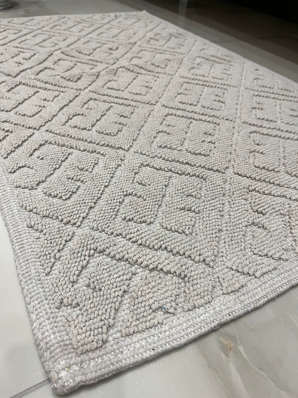 KREM - Yıkanabilir Pamuk Dokuma Taban Taban 60x100 50x60 2'li Banyo Paspas ve Klozet Takımı