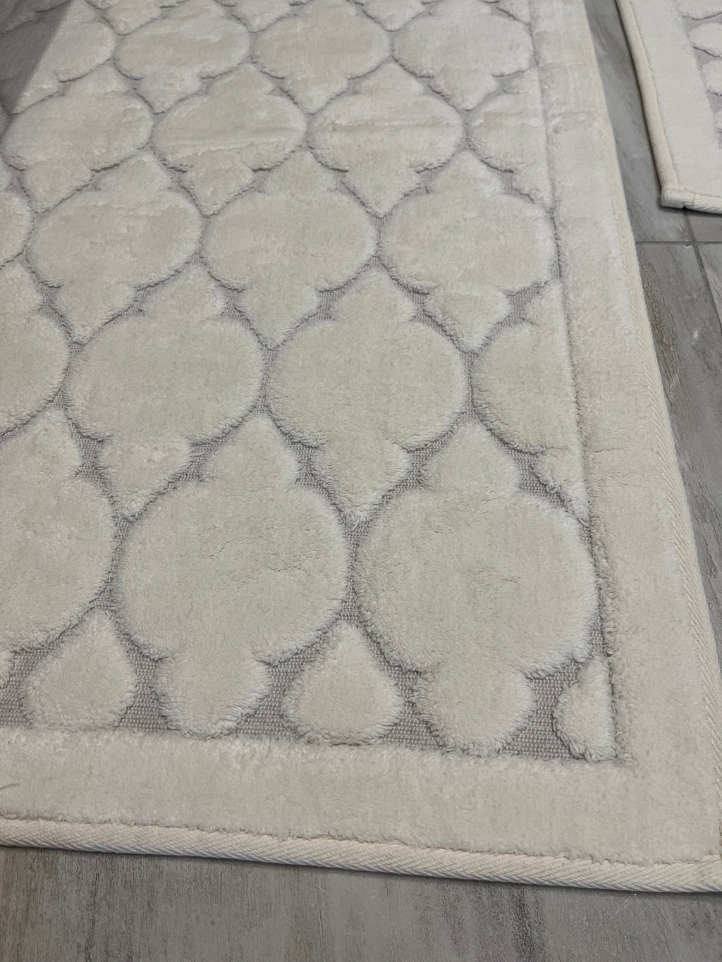 KREM - Yıkanabilir Pamuk Dokuma Taban Taban 60x100 50x60 2'li Banyo Paspas ve Klozet Takımı