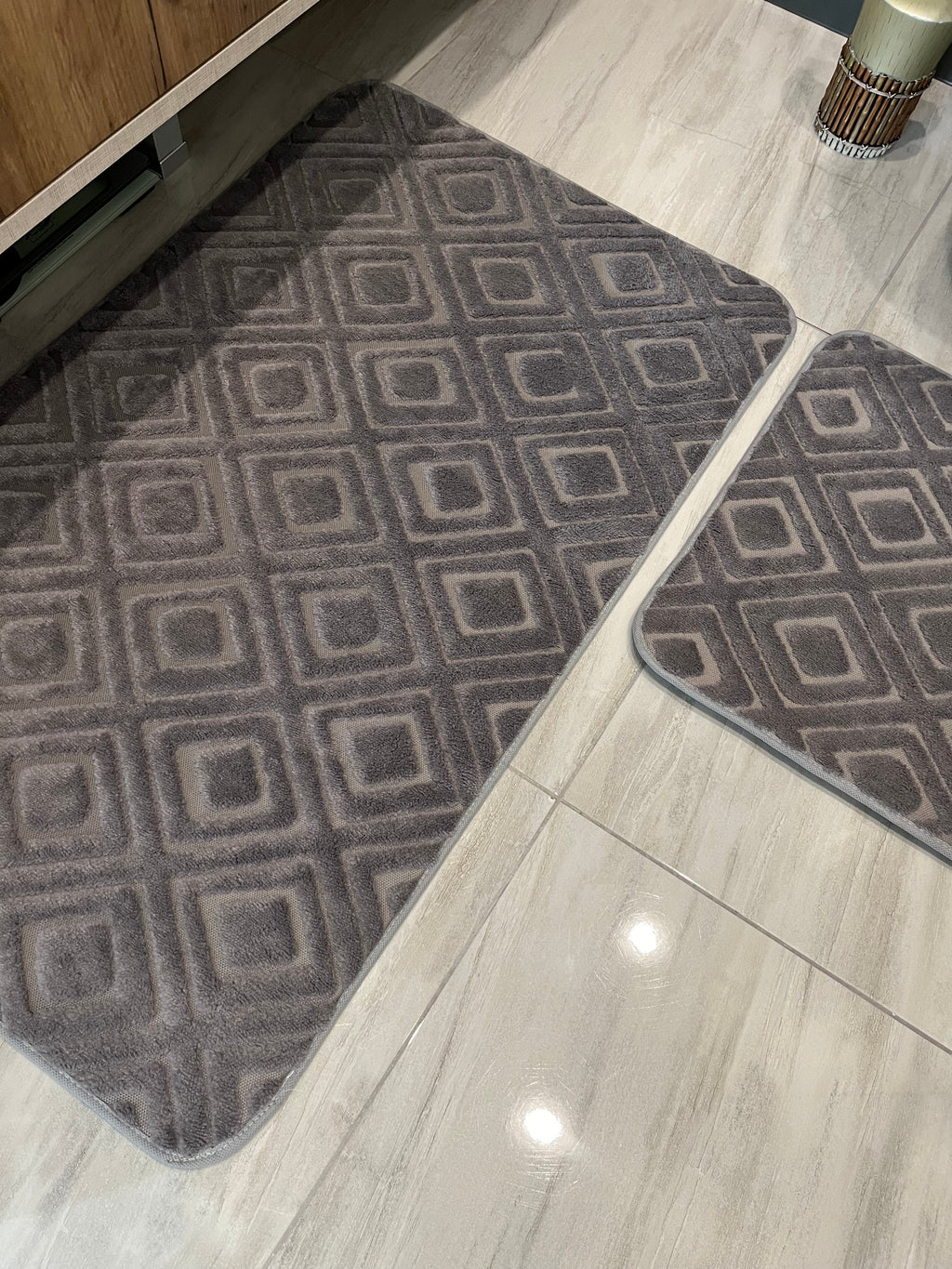 ANTRASİT - Yıkanabilir Kaymaz Taban 60x100 50x60 2'li Banyo Paspas ve Klozet Takımı