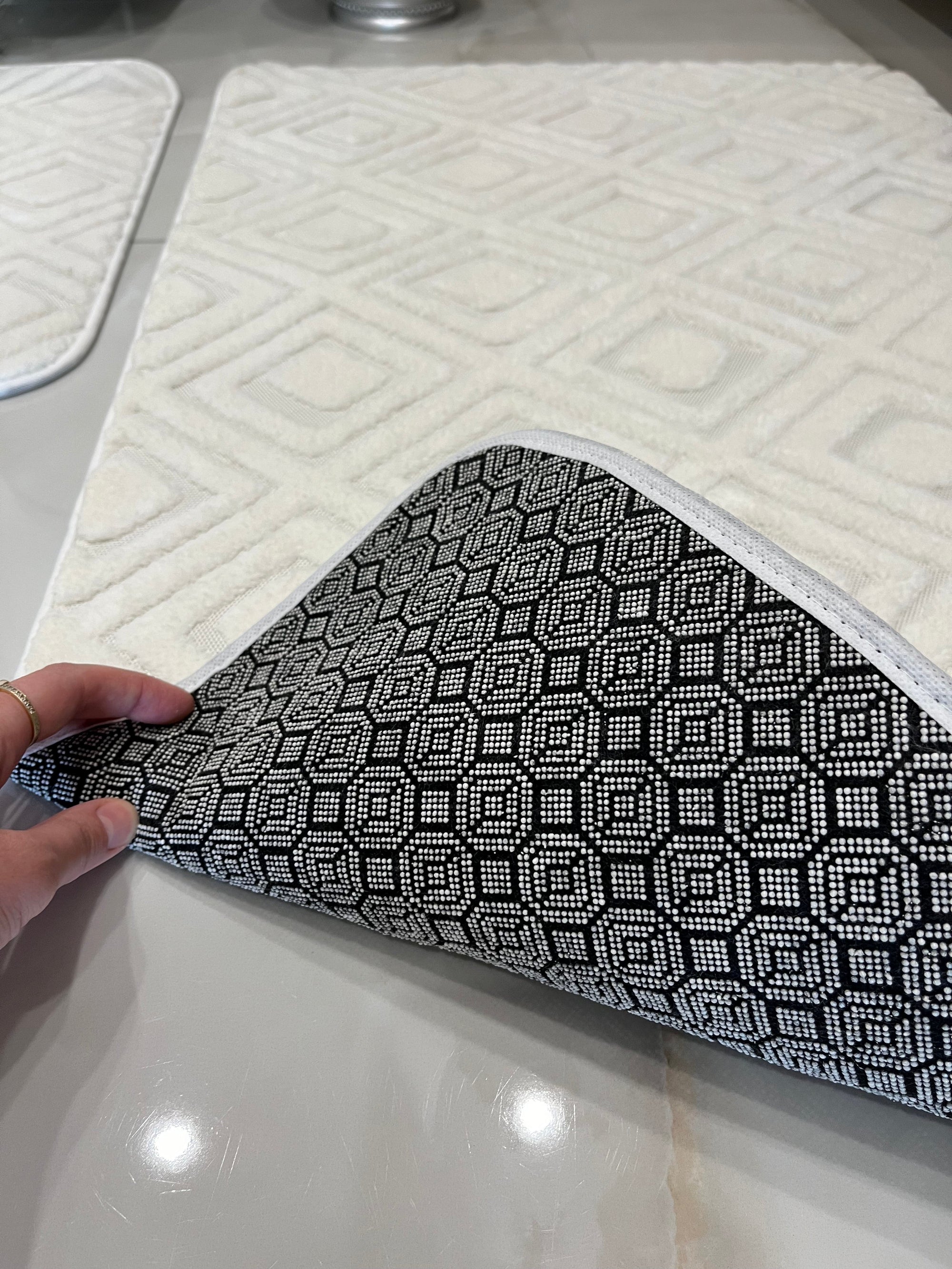 KREM - Yıkanabilir Kaymaz Taban 60x100 50x60 2'li Banyo Paspas ve Klozet Takımı