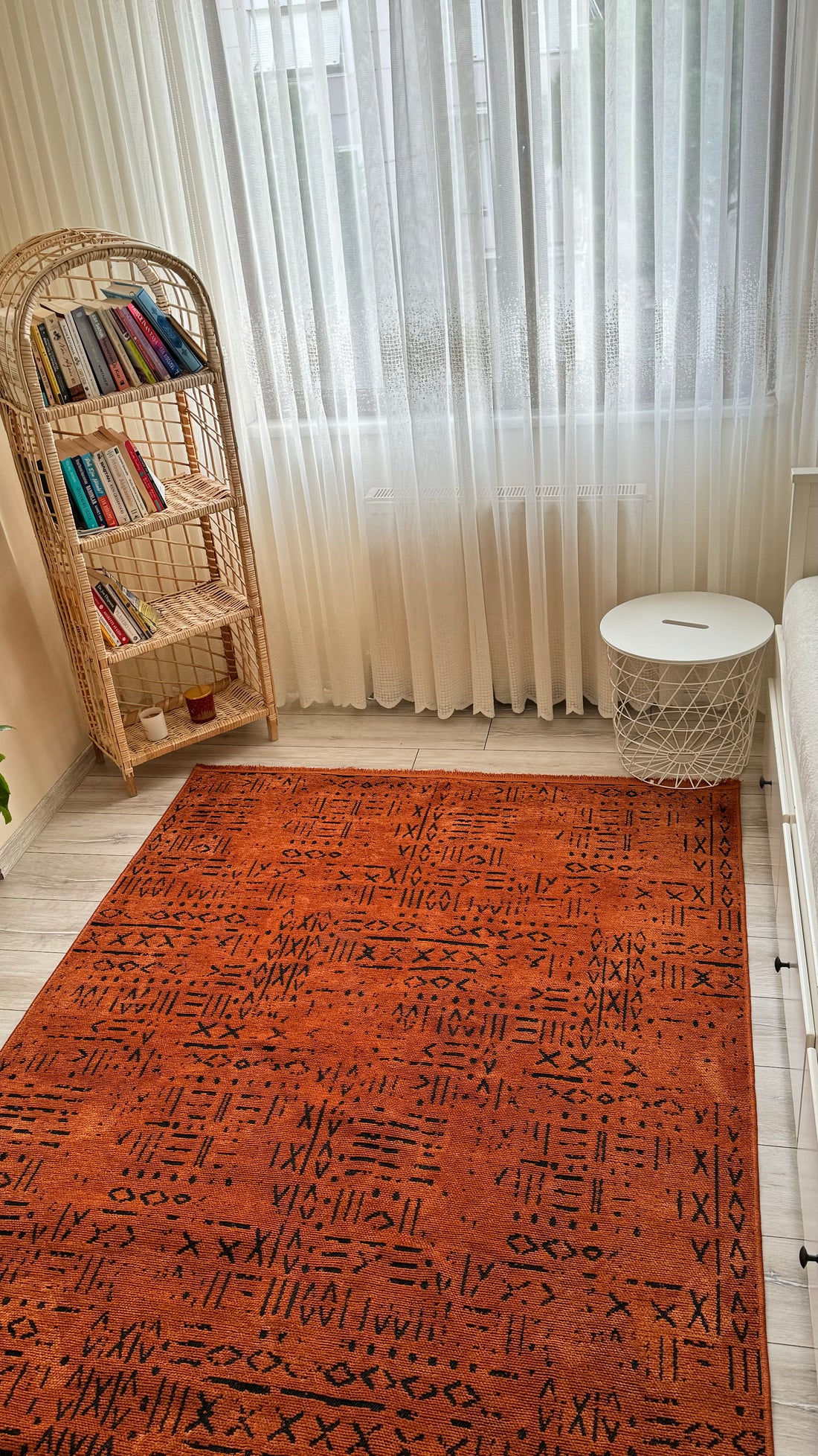 ŞÖNİL FİGÜR Kaymaz Taban İskandinav Desenli Salon Koridor Mutfak Şönil Kilim Dokuma Halı-KİREMİT