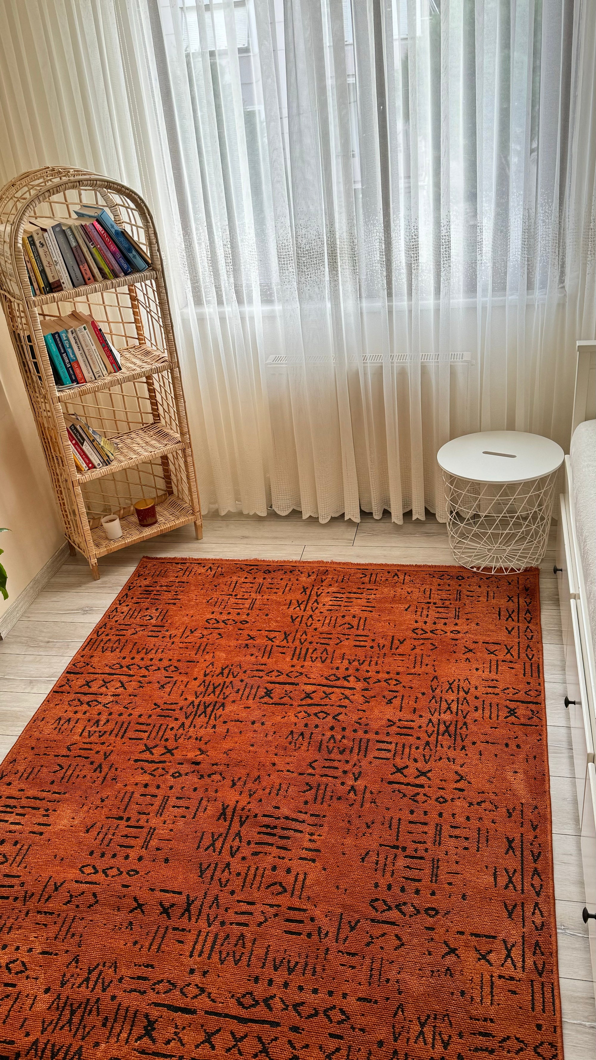 ŞÖNİL FİGÜR KİREMİT İskandinav Desenli Dokuma Şönil Salon Koridor Mutfak Halısı-KP