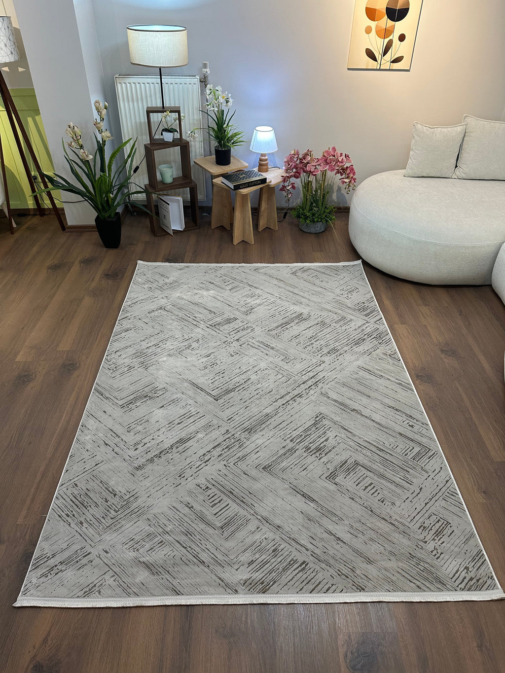 LOTUS C29-BEJ Sentetik Bambu Parlak Saten Salon Koridor Mutfak Halısı-413