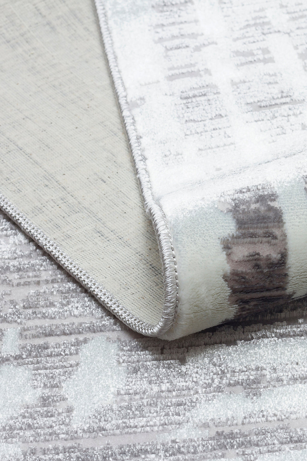 LOTUS 99T-BEYAZ/GRİ Sentetik Bambu Parlak Saten Salon Koridor Mutfak Halısı