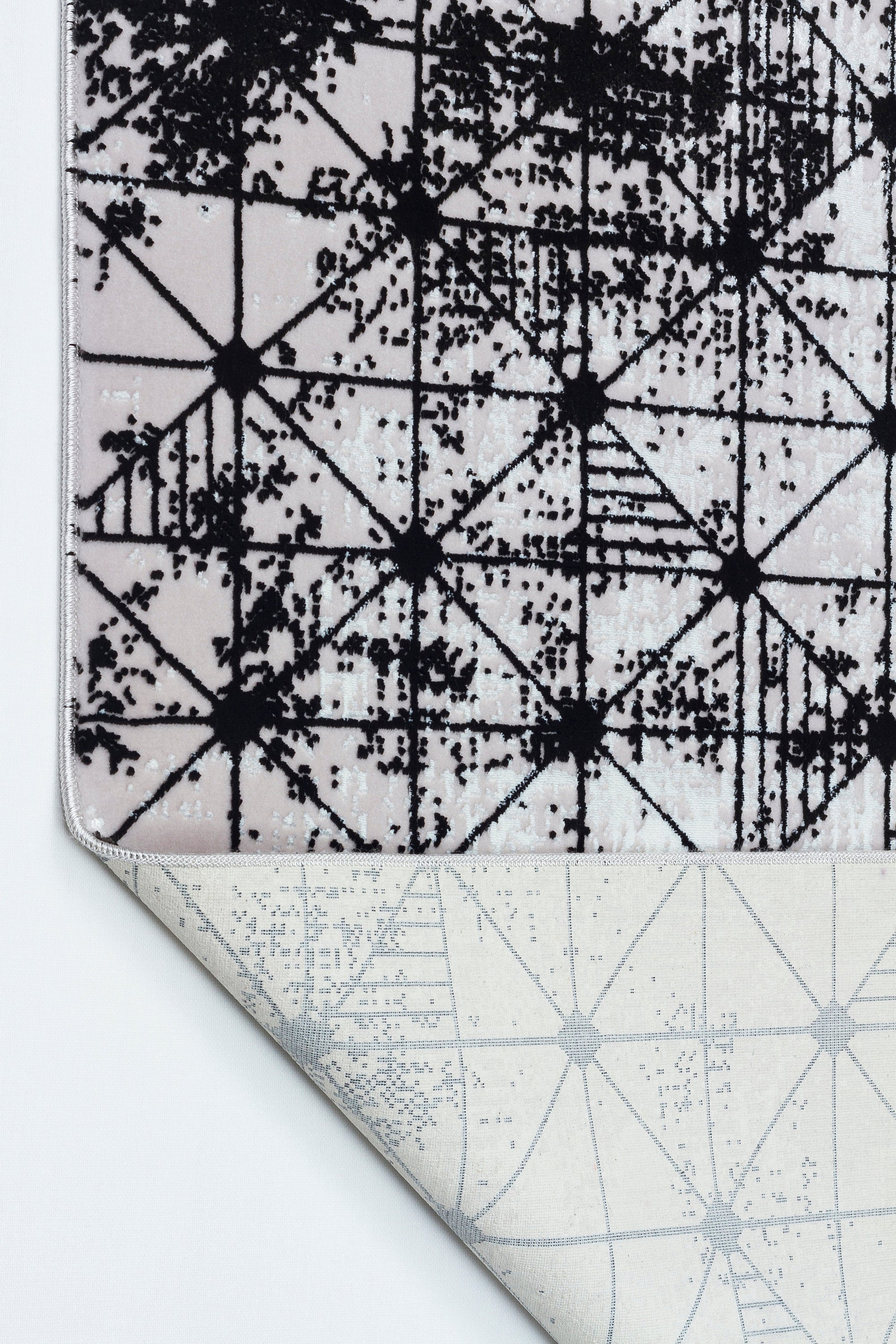 LOTUS 8019-T-GRİ/SİYAH Sentetik Bambu Parlak Saten Salon Koridor Mutfak Halısı