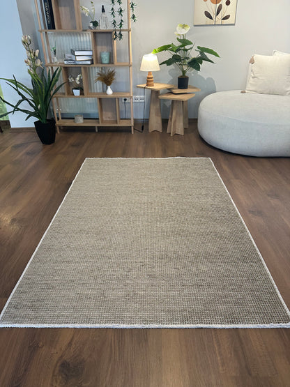 ŞÖNİL MODERN HR4501 Kaymaz Taban Salon Koridor Mutfak Şönil Kilim Dokuma Halı-VİZON